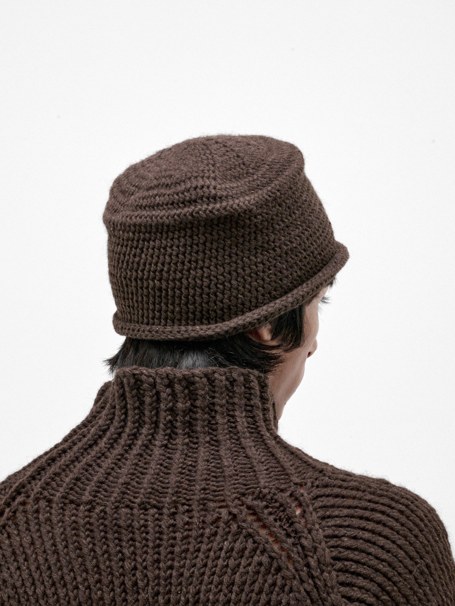 Brown Yak Wool Crochet Hat (HAT#13-DARK-BROWN)