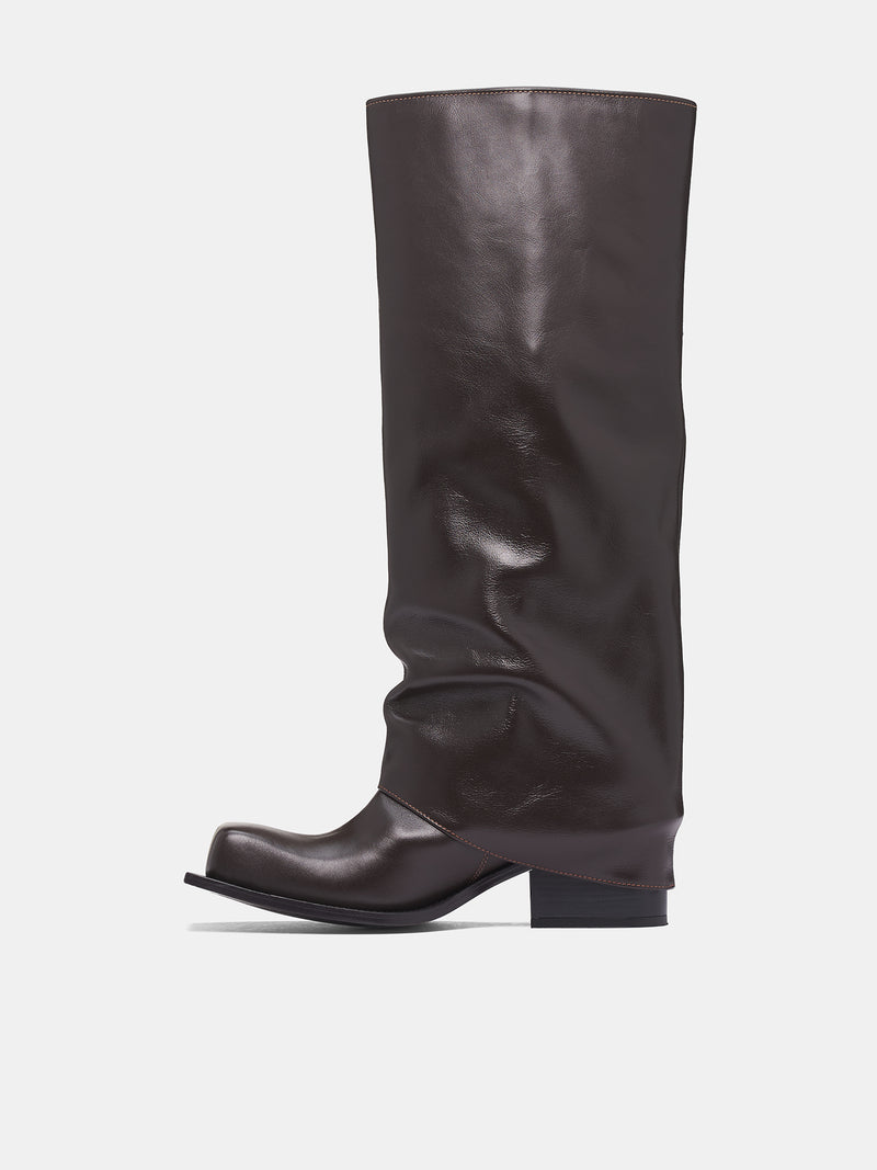 Havva Chunky Heel Leather Boots (HAVB-CHOBR-CHOCOLATE-BROWN)