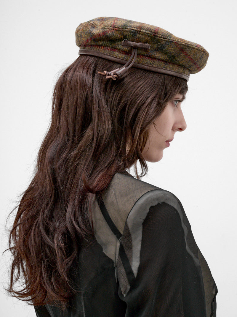 Plaid Wool Beret (HAW0062-5081-TESTA-DI-MORO)