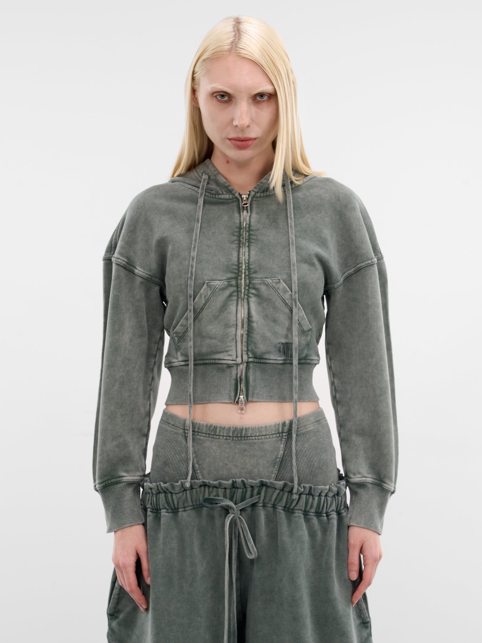 Haze Sage Cropped Cotton Hoodie (HAZHO0SA-SAGE)