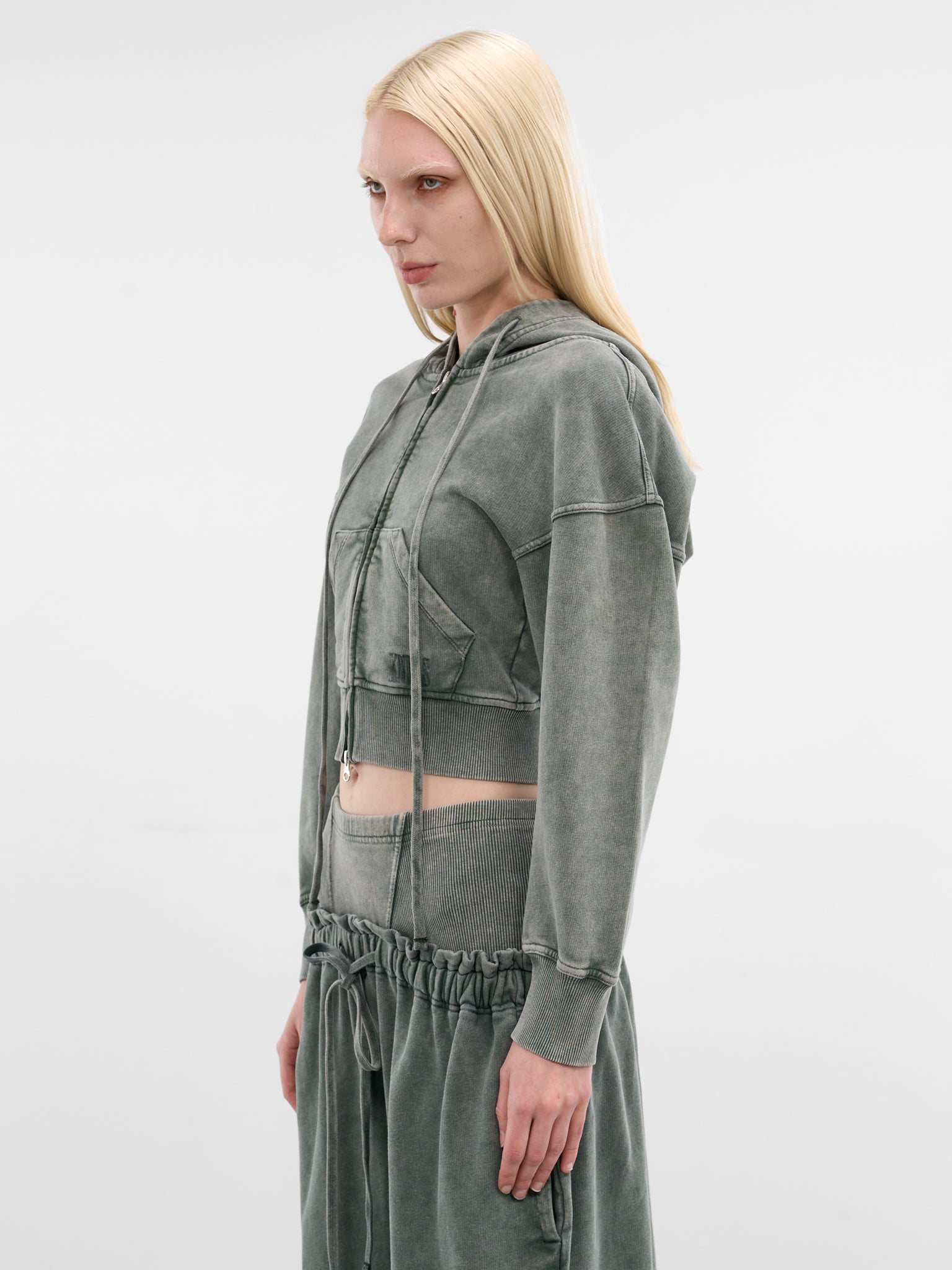 Haze Sage Cropped Cotton Hoodie (HAZHO0SA-SAGE)
