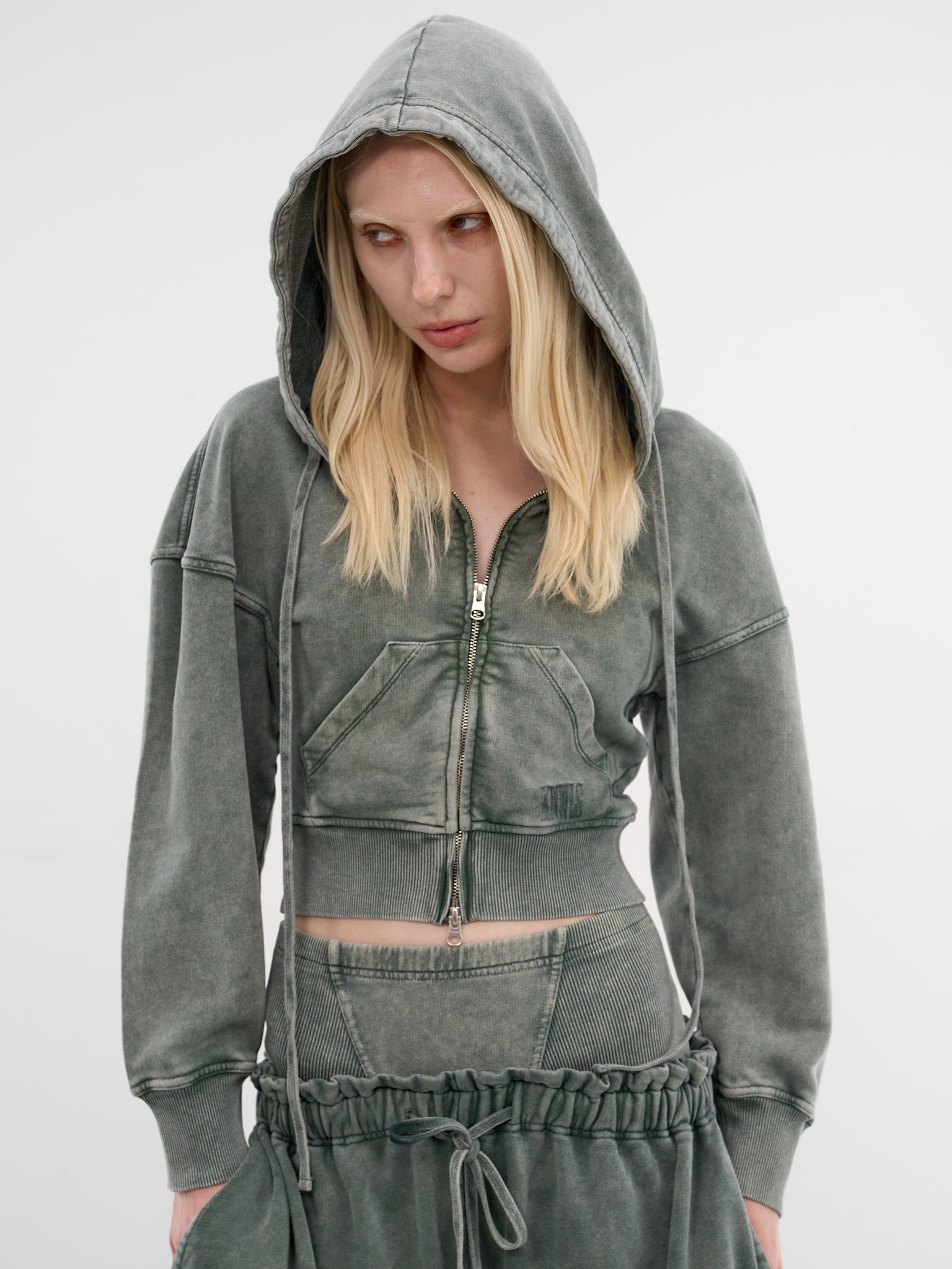 Haze Sage Cropped Cotton Hoodie (HAZHO0SA-SAGE)