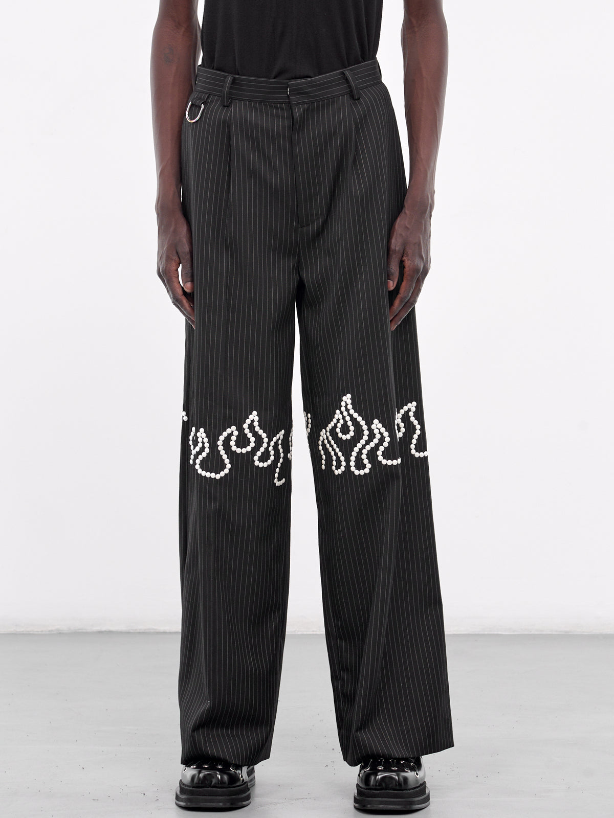 Flame Studded Stripe Pants (HB-PT-4209-BLACK-WHITE)