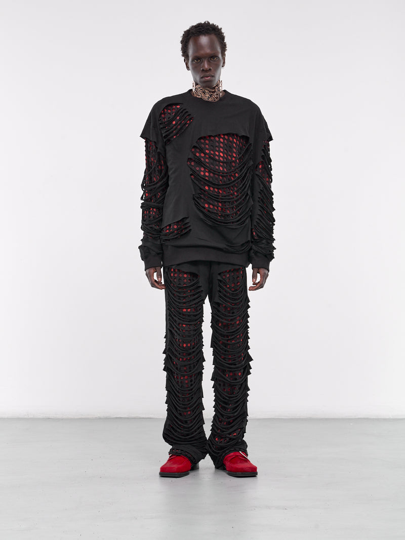 Cut-Hole Sweat Pants (HB-PT-4236-BLACK)