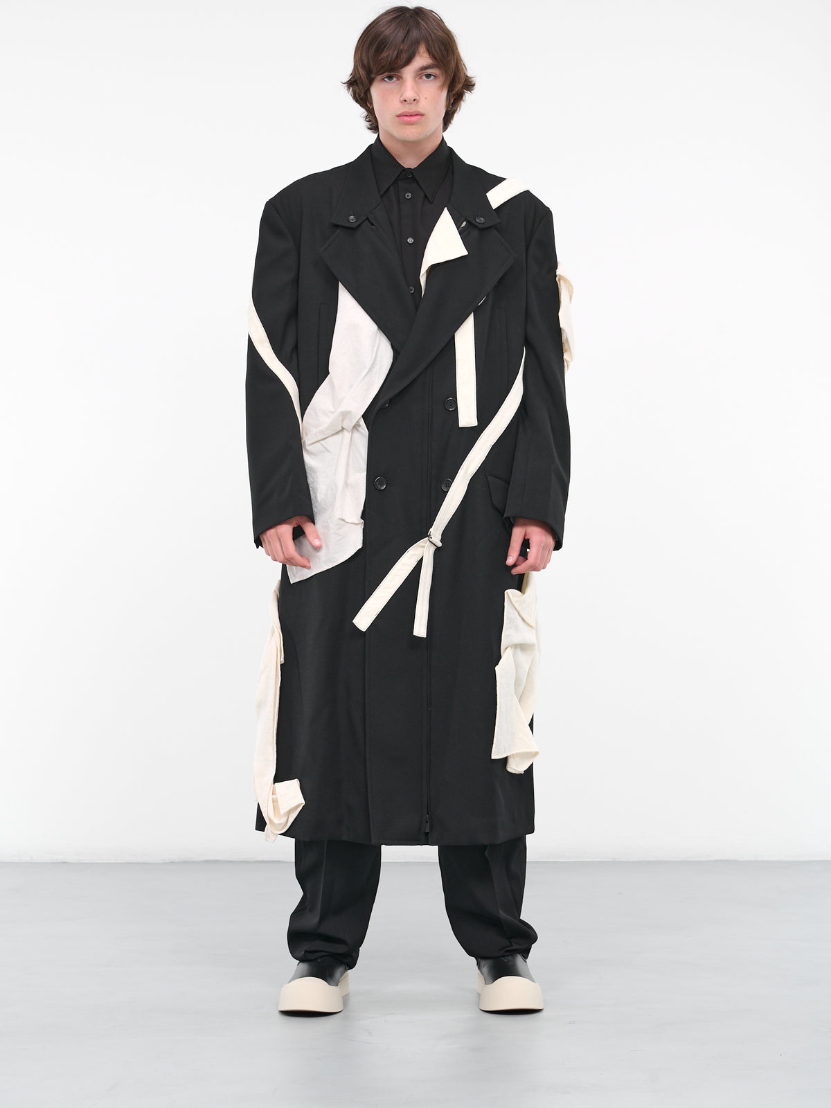 Deconstructed Appliqué Tailored Coat (HJ-C17-120-1-BLACK)