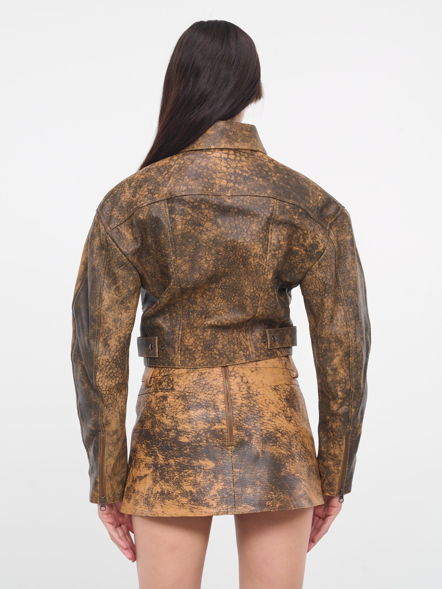 Distressed leather jacket in brown - KNWLS