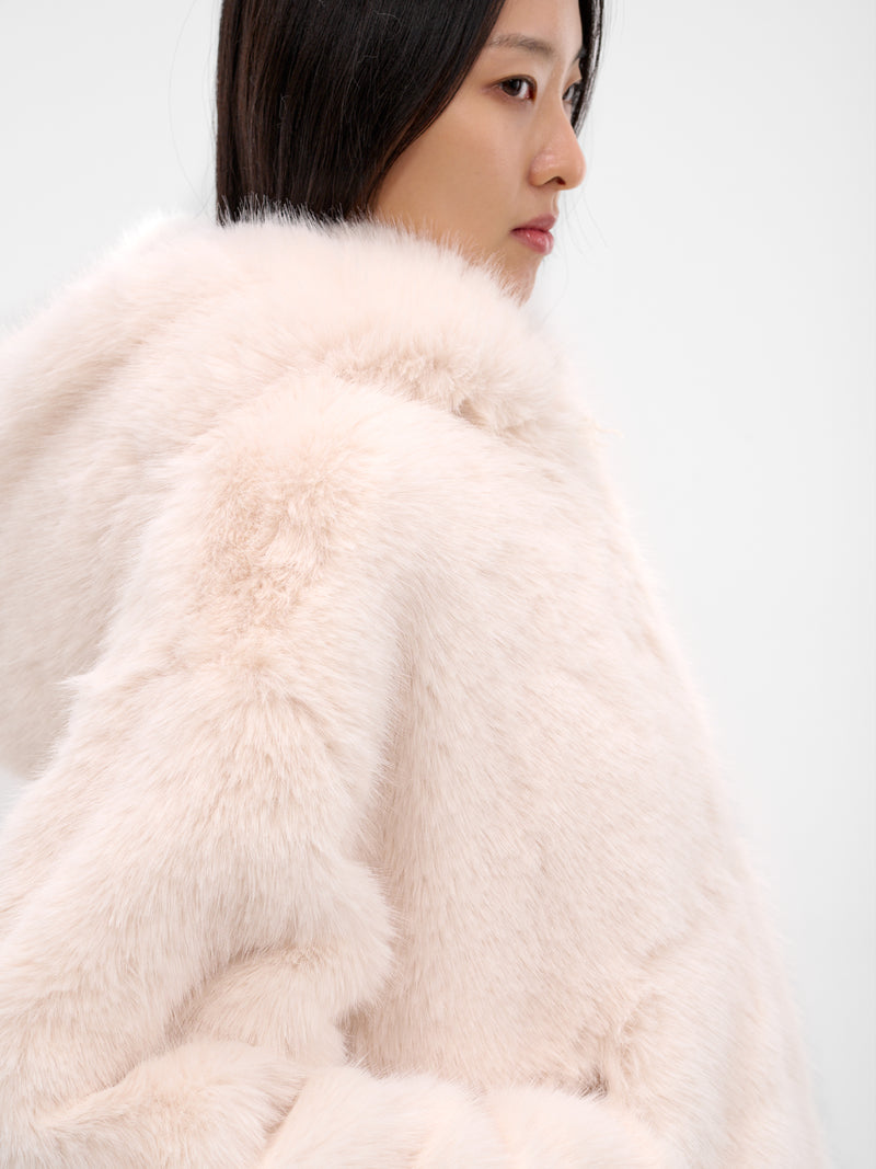 White Fur Hooded Zip Jacket (HFJ001-HOODED-FUR-OFF-WHITE)