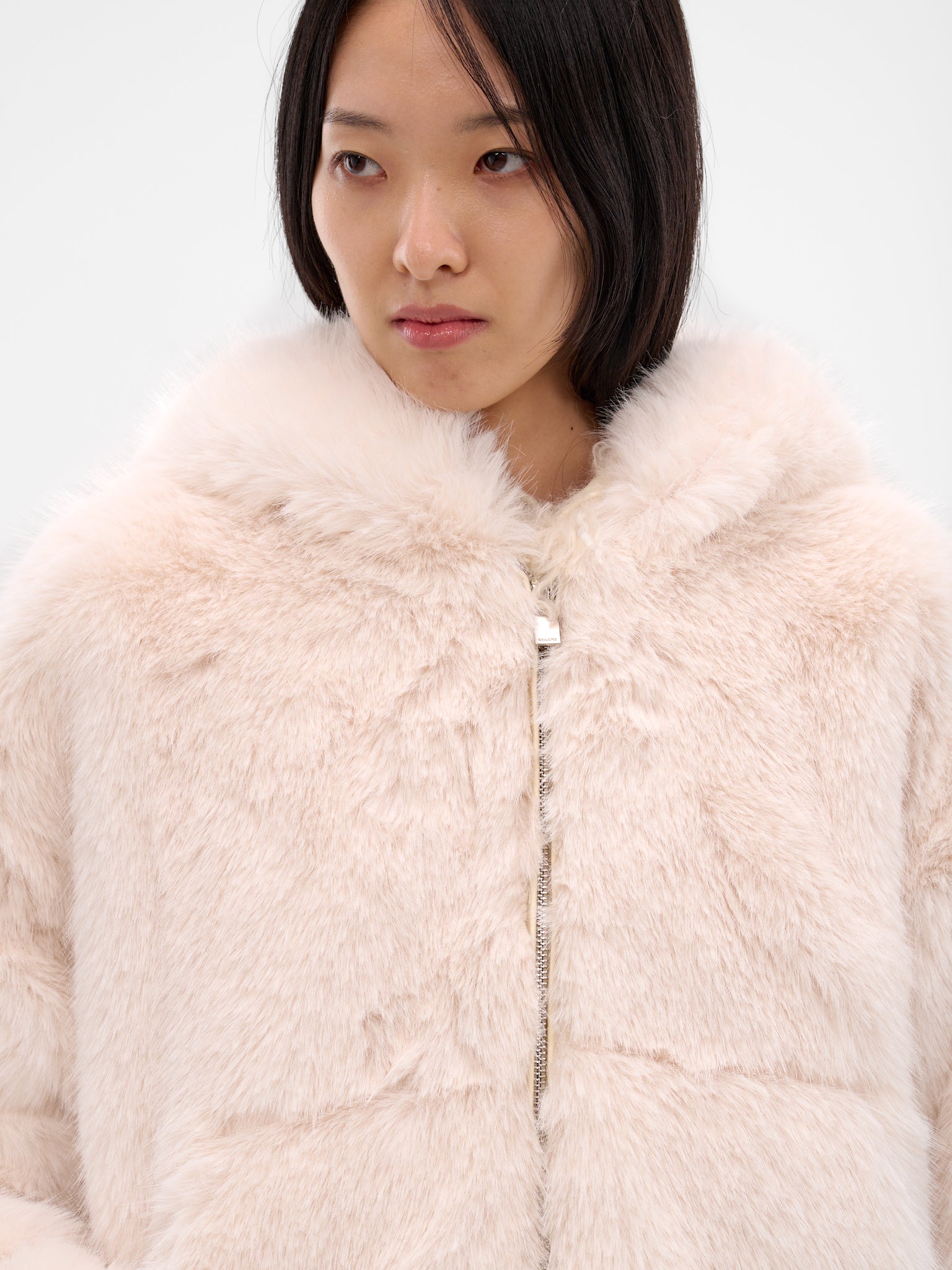 White Fur Hooded Zip Jacket (HFJ001-HOODED-FUR-OFF-WHITE)