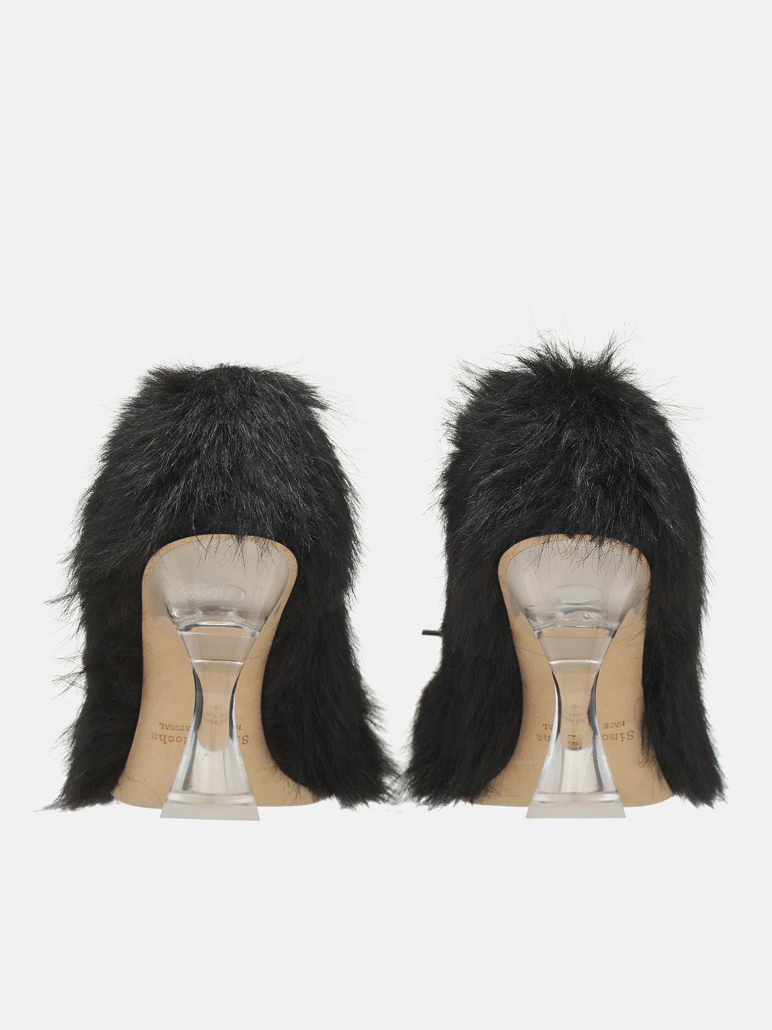 Faux Fur Ballerina Heels HH5 1090 BLACK