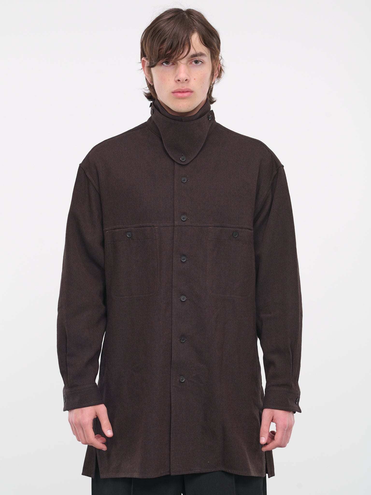 Open Collar Coat (HJ-B10-121-1-BROWN)