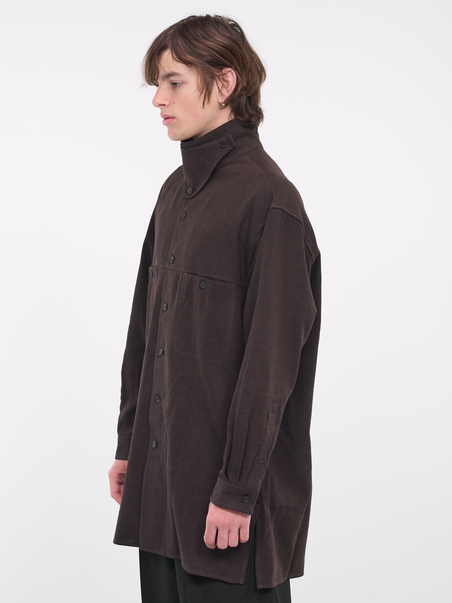Open Collar Coat (HJ-B10-121-1-BROWN)
