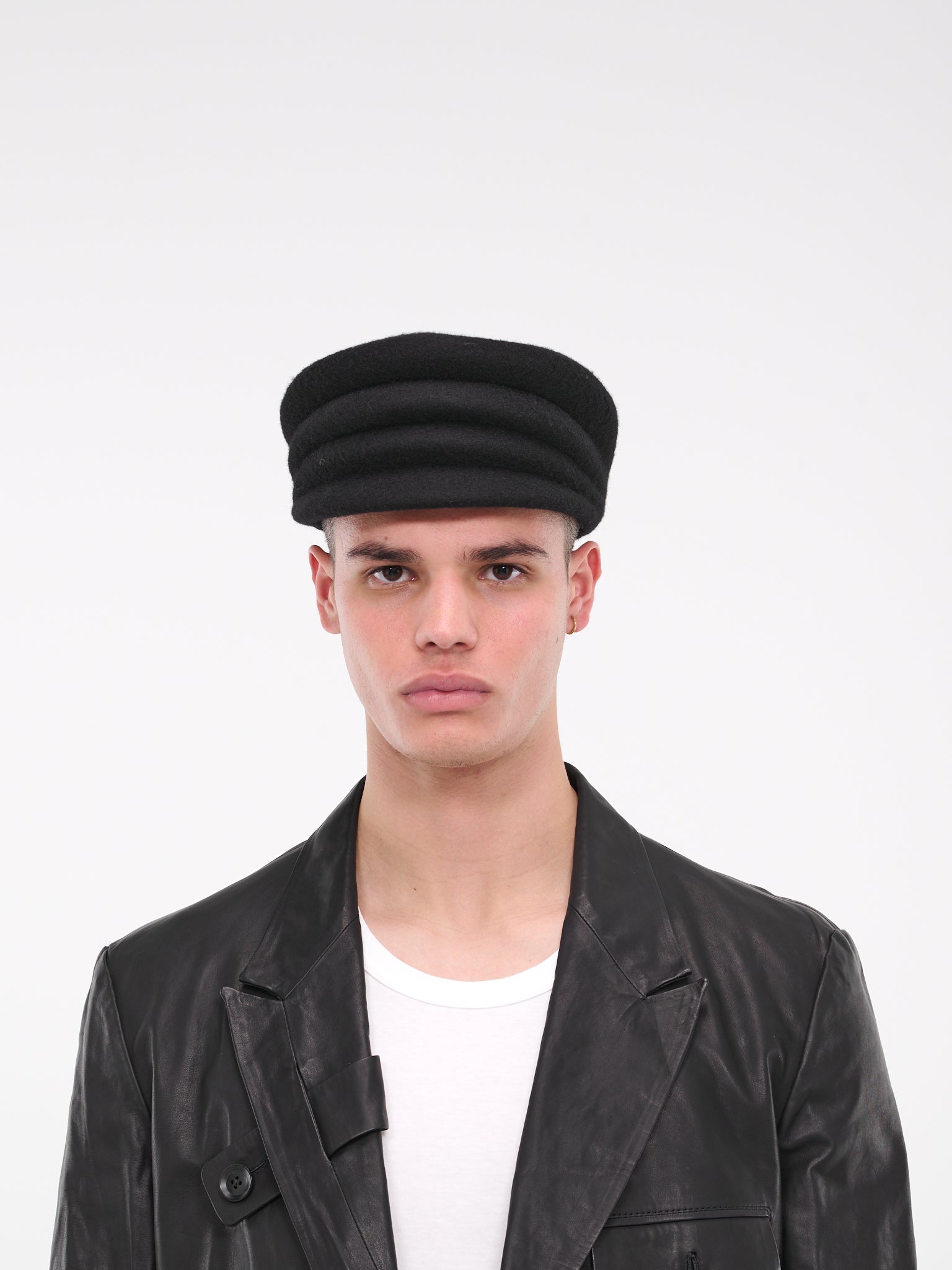 Mohair 3-Fold Hunting Cap (HJ-H04-163-3-BLACK)