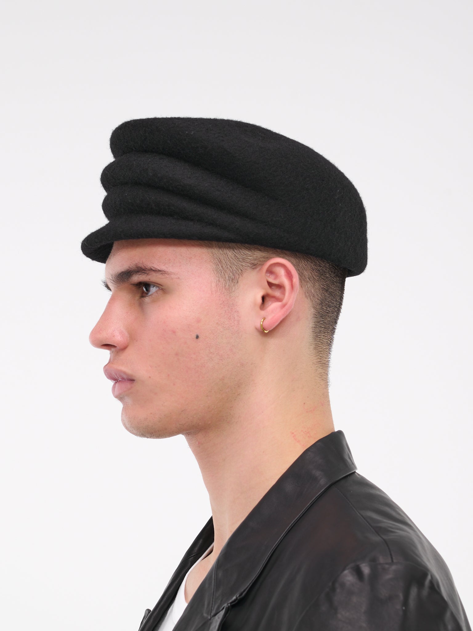 Mohair 3-Fold Hunting Cap (HJ-H04-163-3-BLACK)