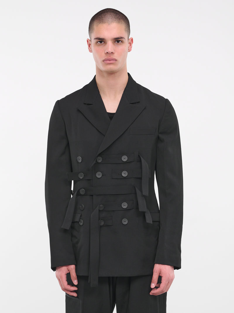 Double-Breasted Belts Jacket (HJ-J68-100-2-BLACK)