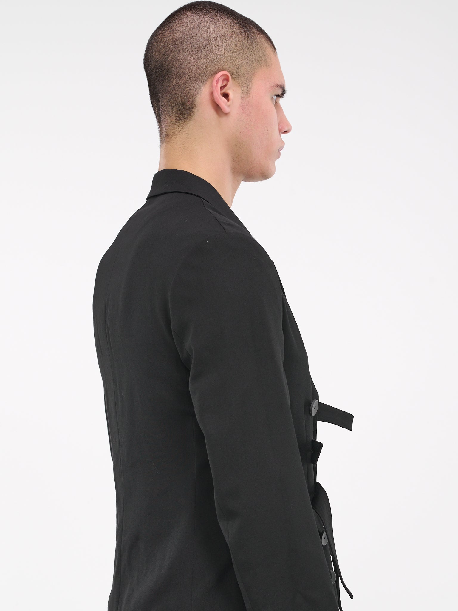 Double-Breasted Belts Jacket (HJ-J68-100-2-BLACK)