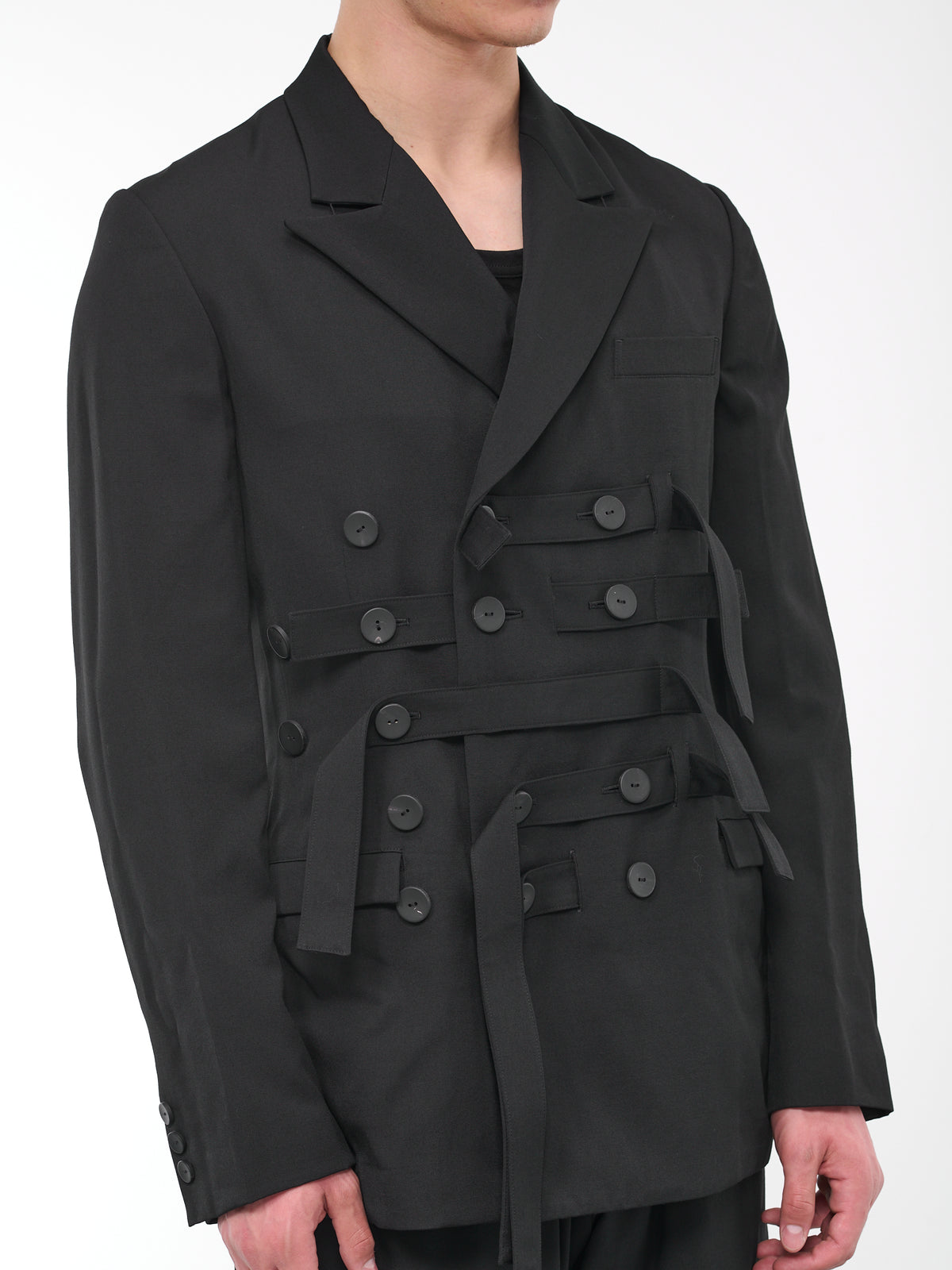 Double-Breasted Belts Jacket (HJ-J68-100-2-BLACK)