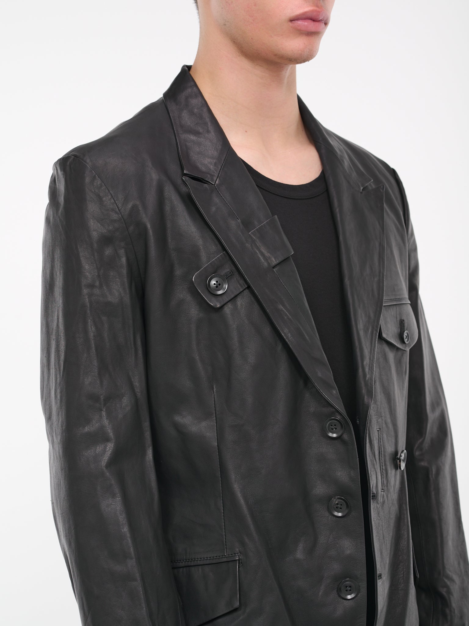 Leather Suit Jacket (HJ-J95-700-1-BLACK)