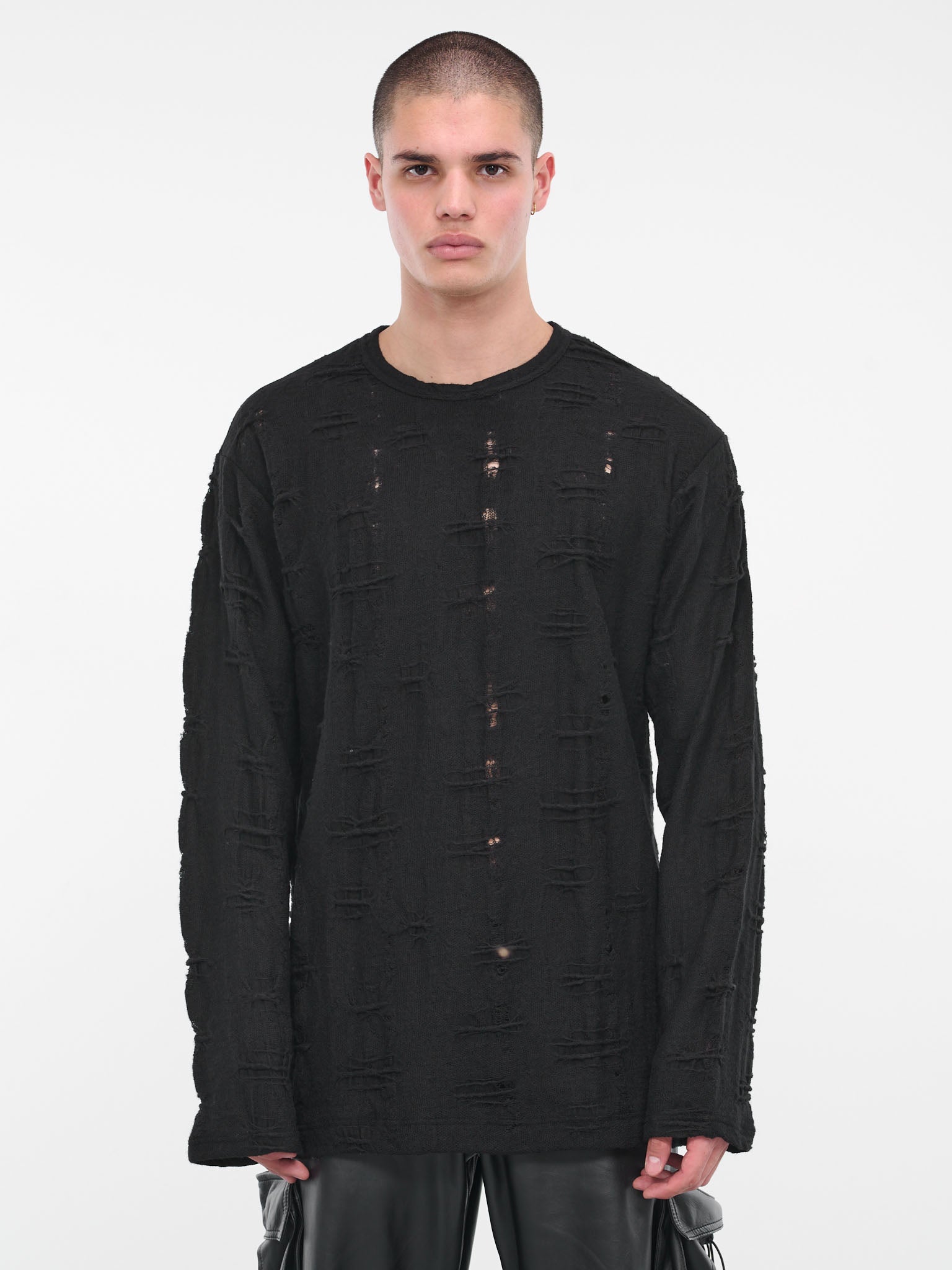 Damaged Knit Sweater (HJ-T36-980-1-BLACK)
