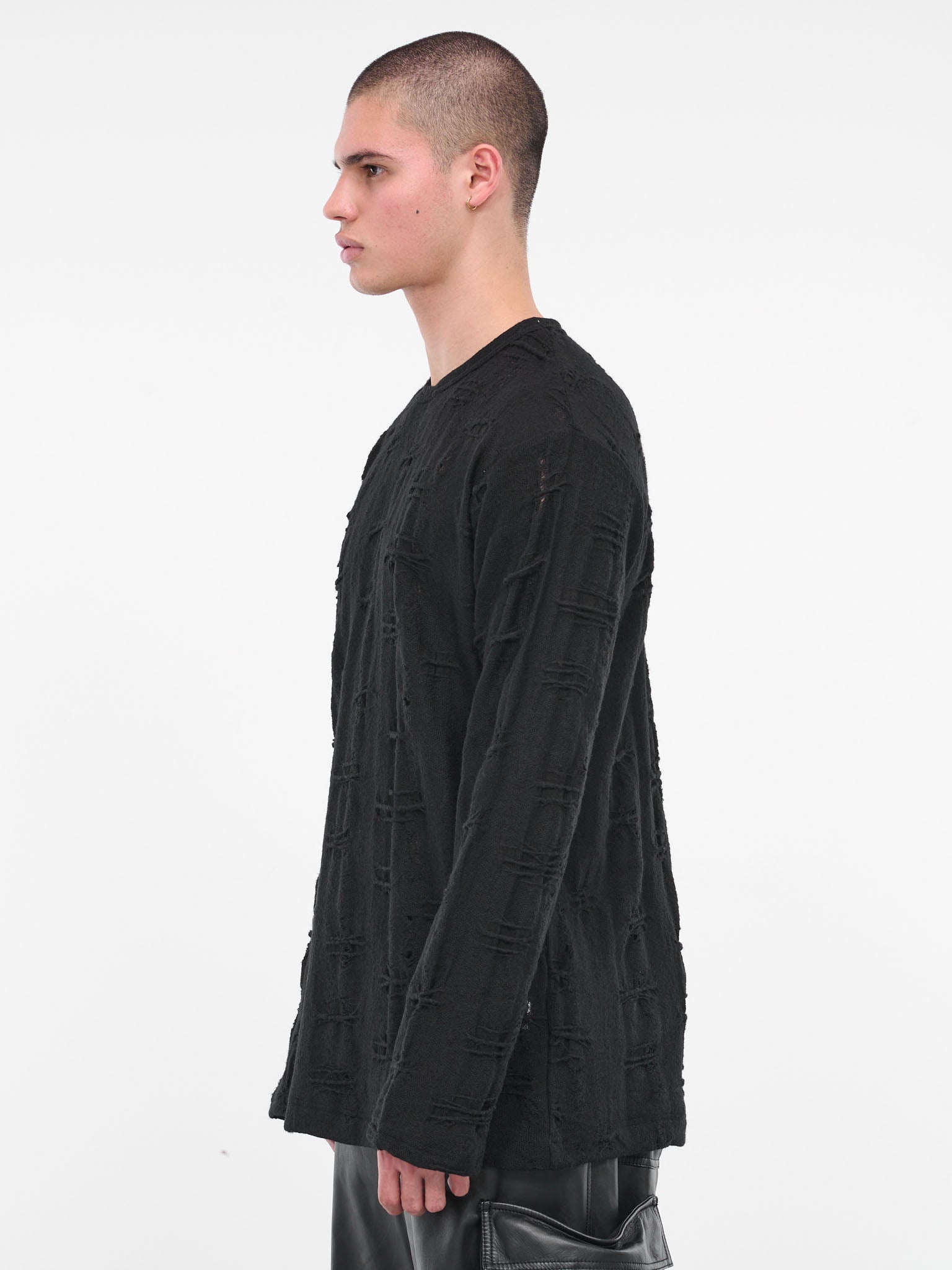 Damaged Knit Sweater (HJ-T36-980-1-BLACK)