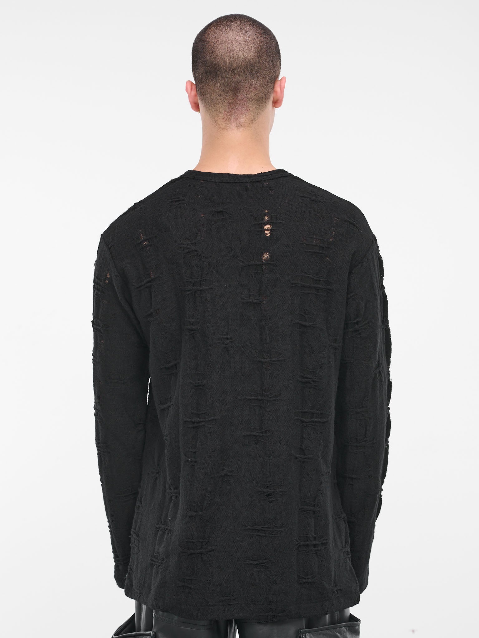 Damaged Knit Sweater (HJ-T36-980-1-BLACK)
