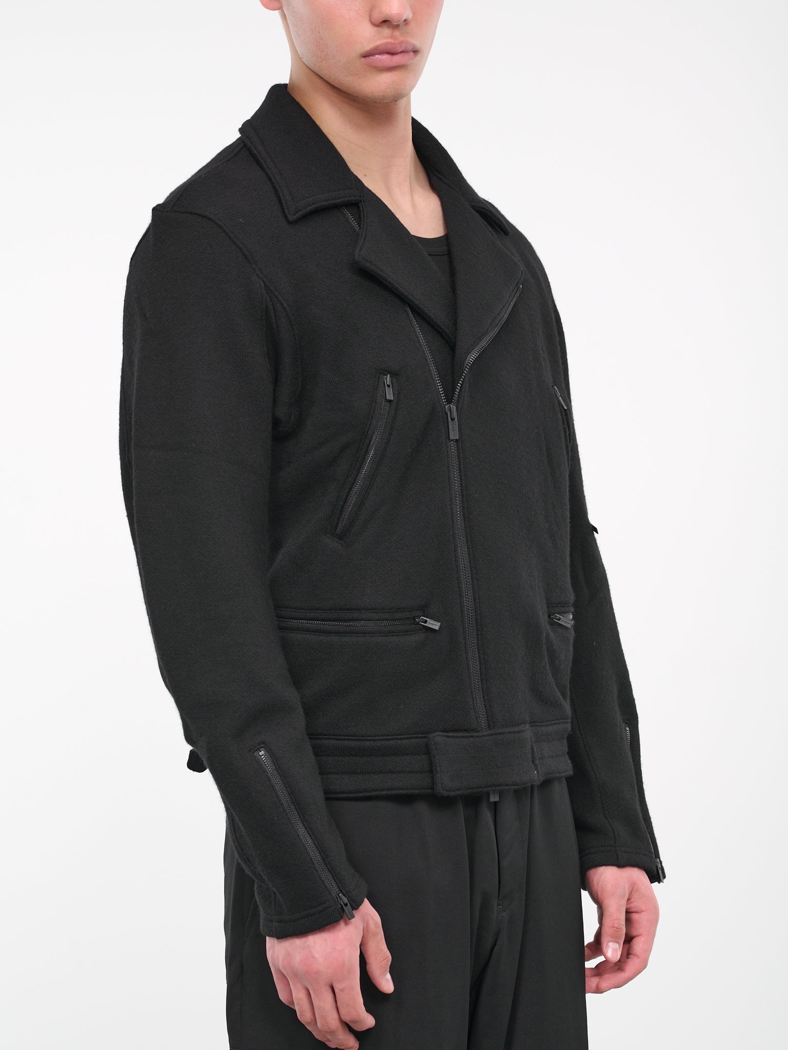 Felt Biker Jacket (HJ-T56-176-1-BLACK)