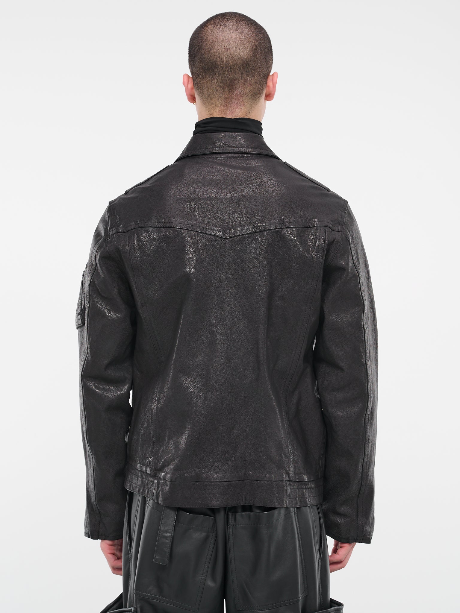 Leather Utility Jacket (HJ-Y94-703-1-BLACK)