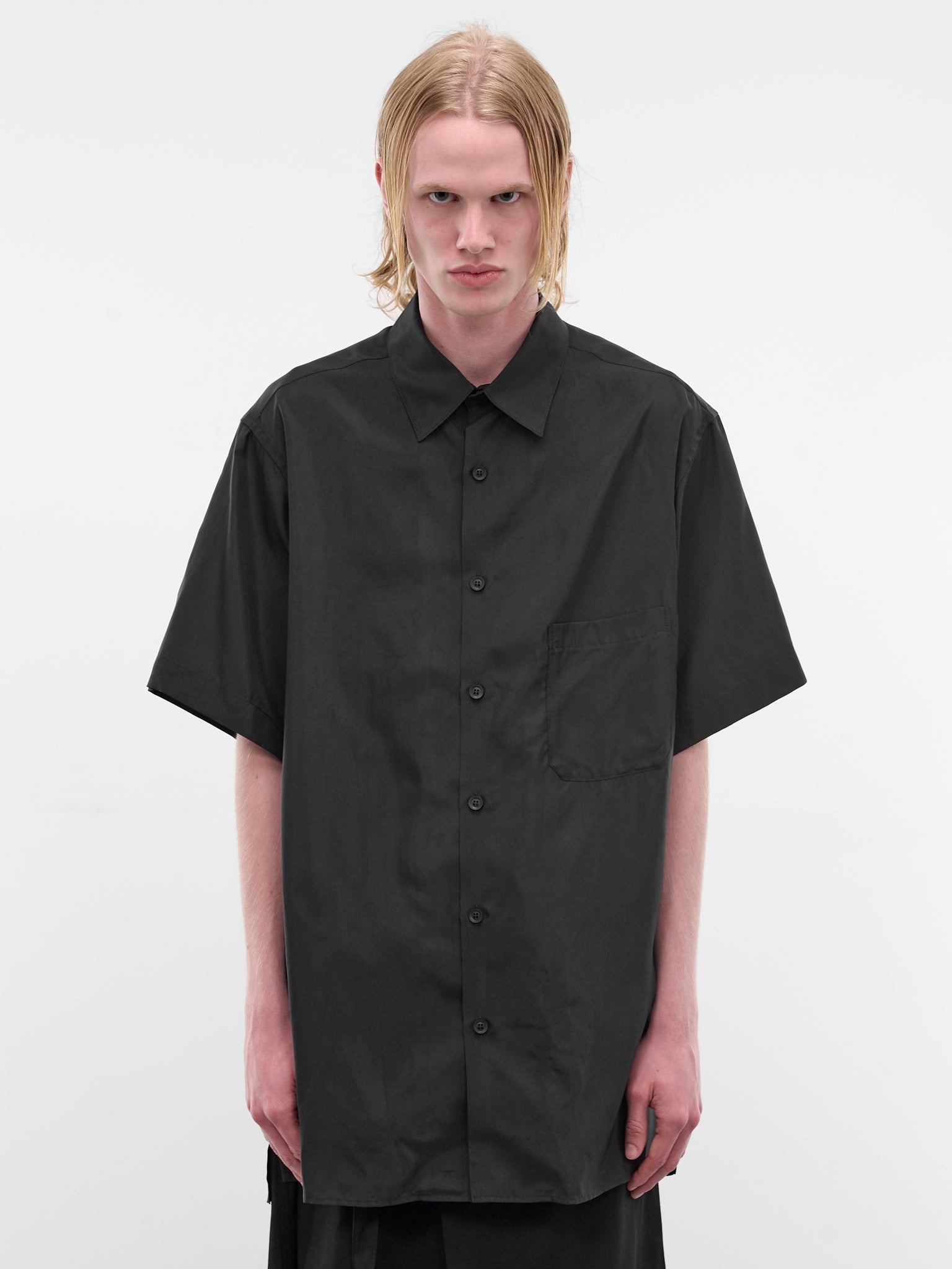 Black Taffeta Oversized Shirt (HK-B10-200-1-BLACK)