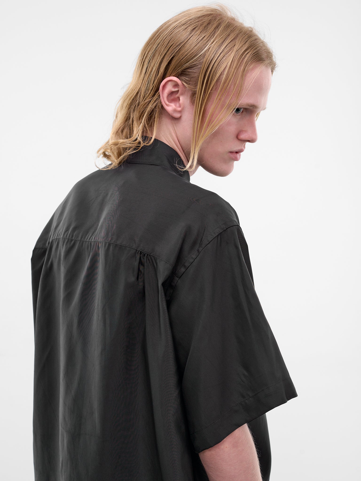 Black Taffeta Oversized Shirt (HK-B10-200-1-BLACK)