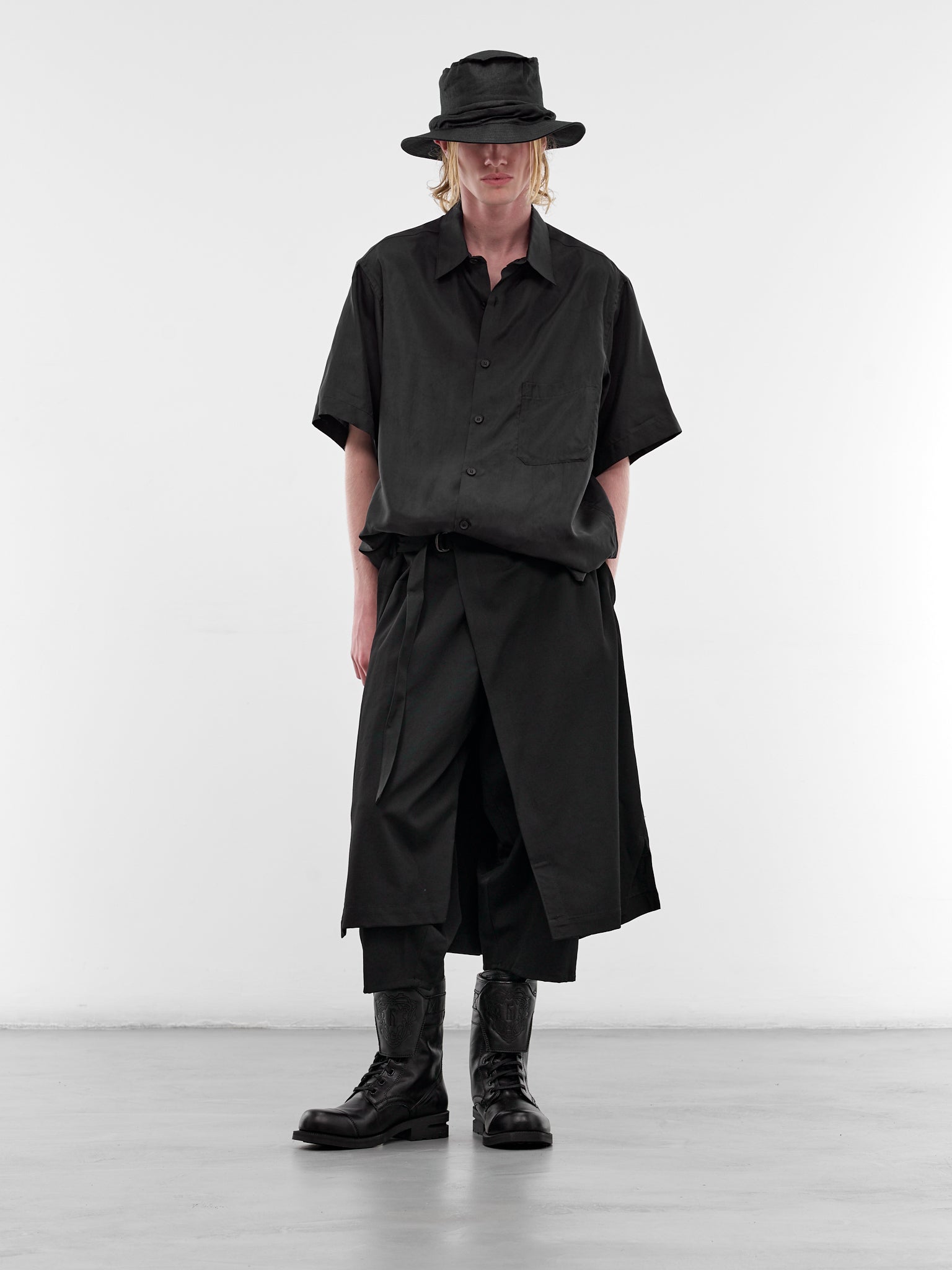 Black Taffeta Oversized Shirt (HK-B10-200-1-BLACK)