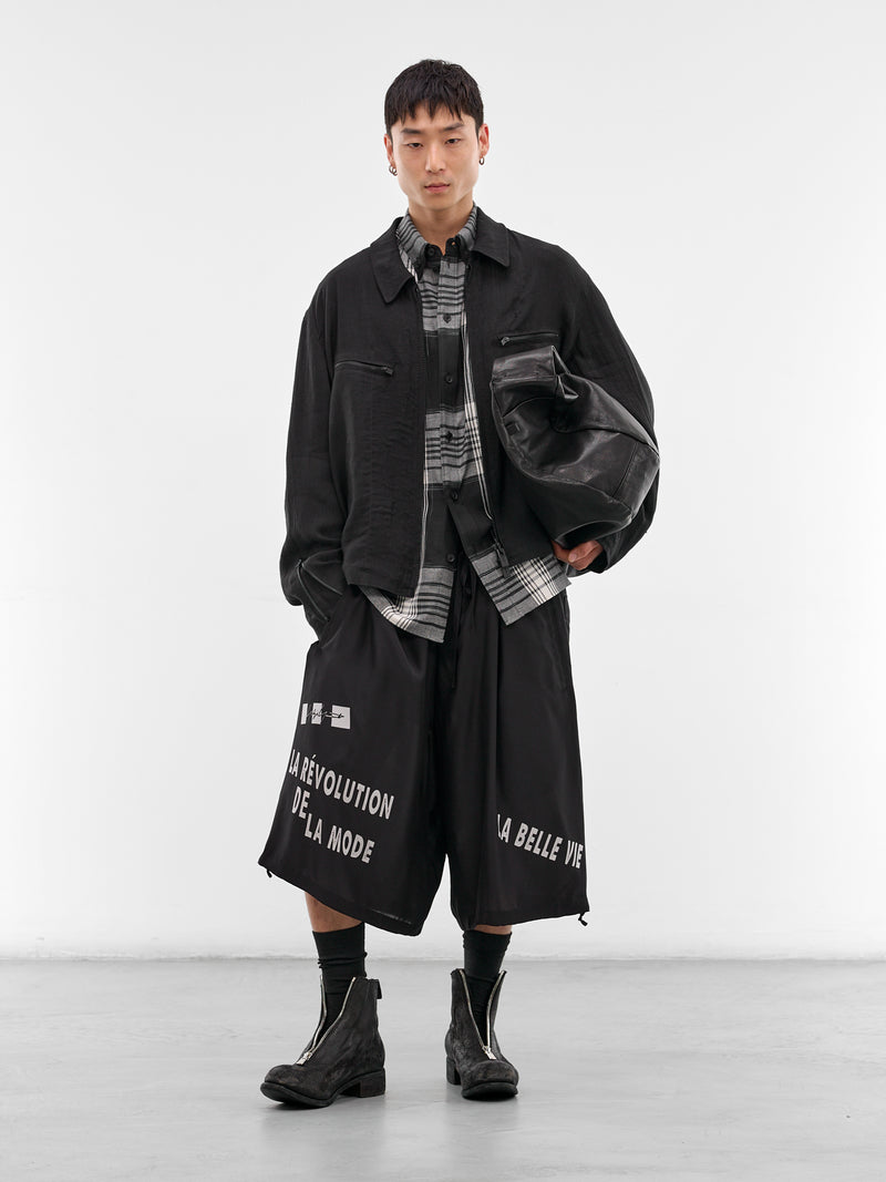 Black Graphic Print Baggy Shorts (HK-P60-805-1-BLACK)