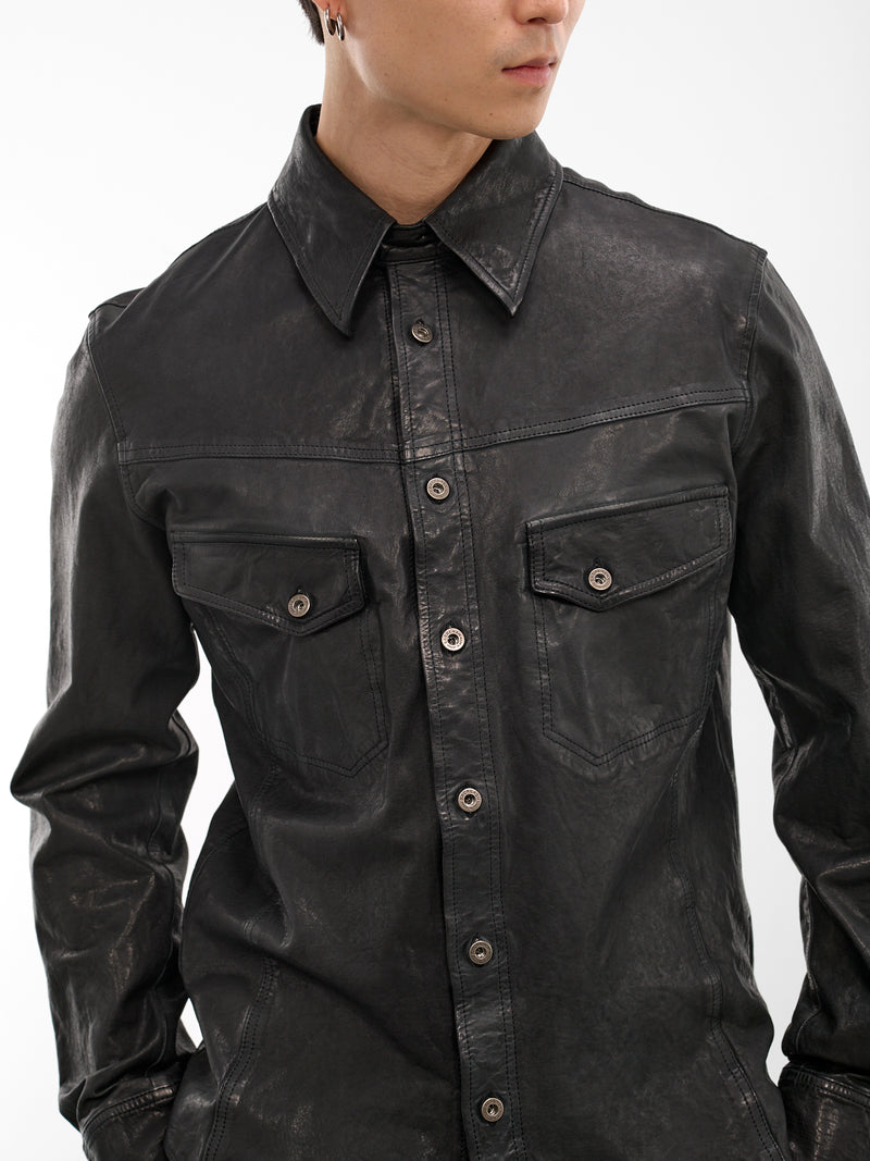 Black Leather Trucker Jacket (HK-B99-704-1-BLACK)
