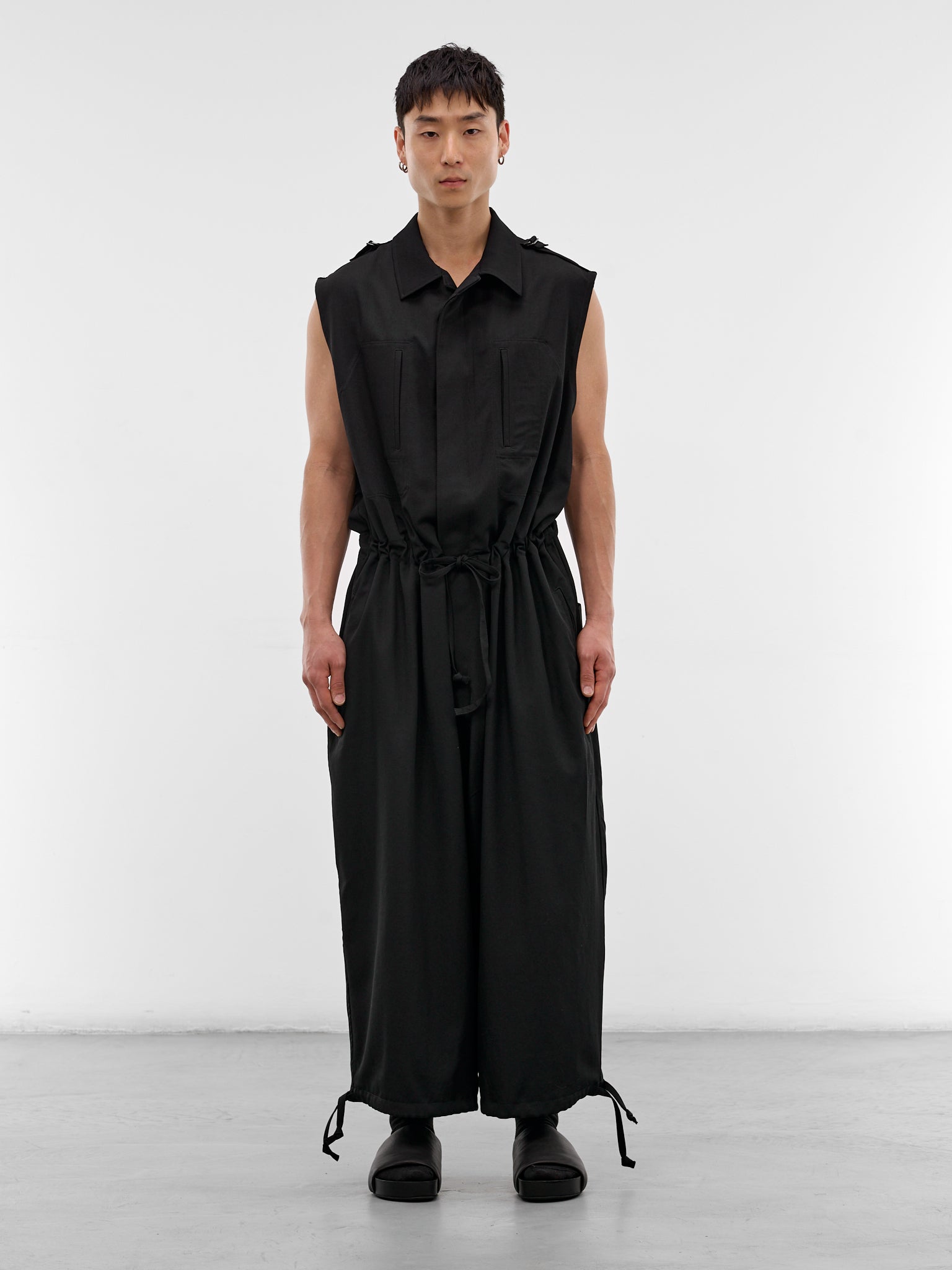 Black Wool Gabardine Jumpsuit (HK-D03-100-2-BLACK)
