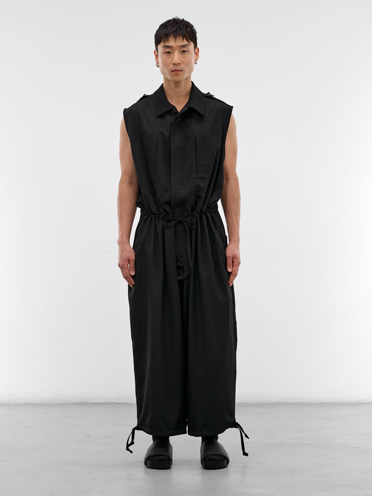 Black Wool Gabardine Jumpsuit (HK-D03-100-2-BLACK)