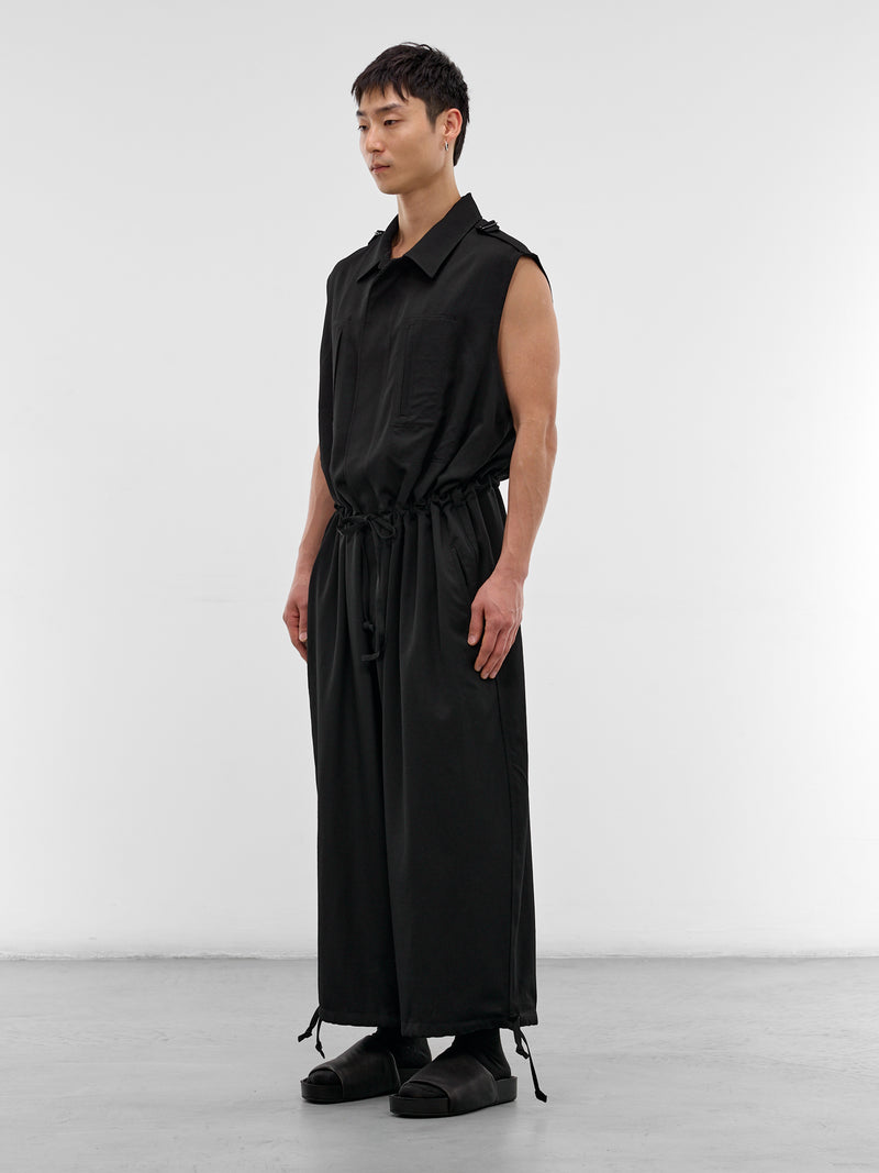 Black Wool Gabardine Jumpsuit (HK-D03-100-2-BLACK)