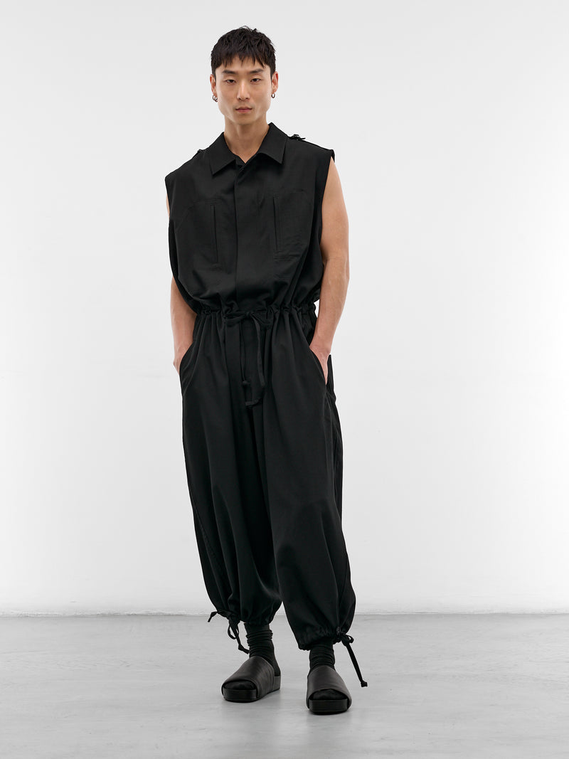 Black Wool Gabardine Jumpsuit (HK-D03-100-2-BLACK)