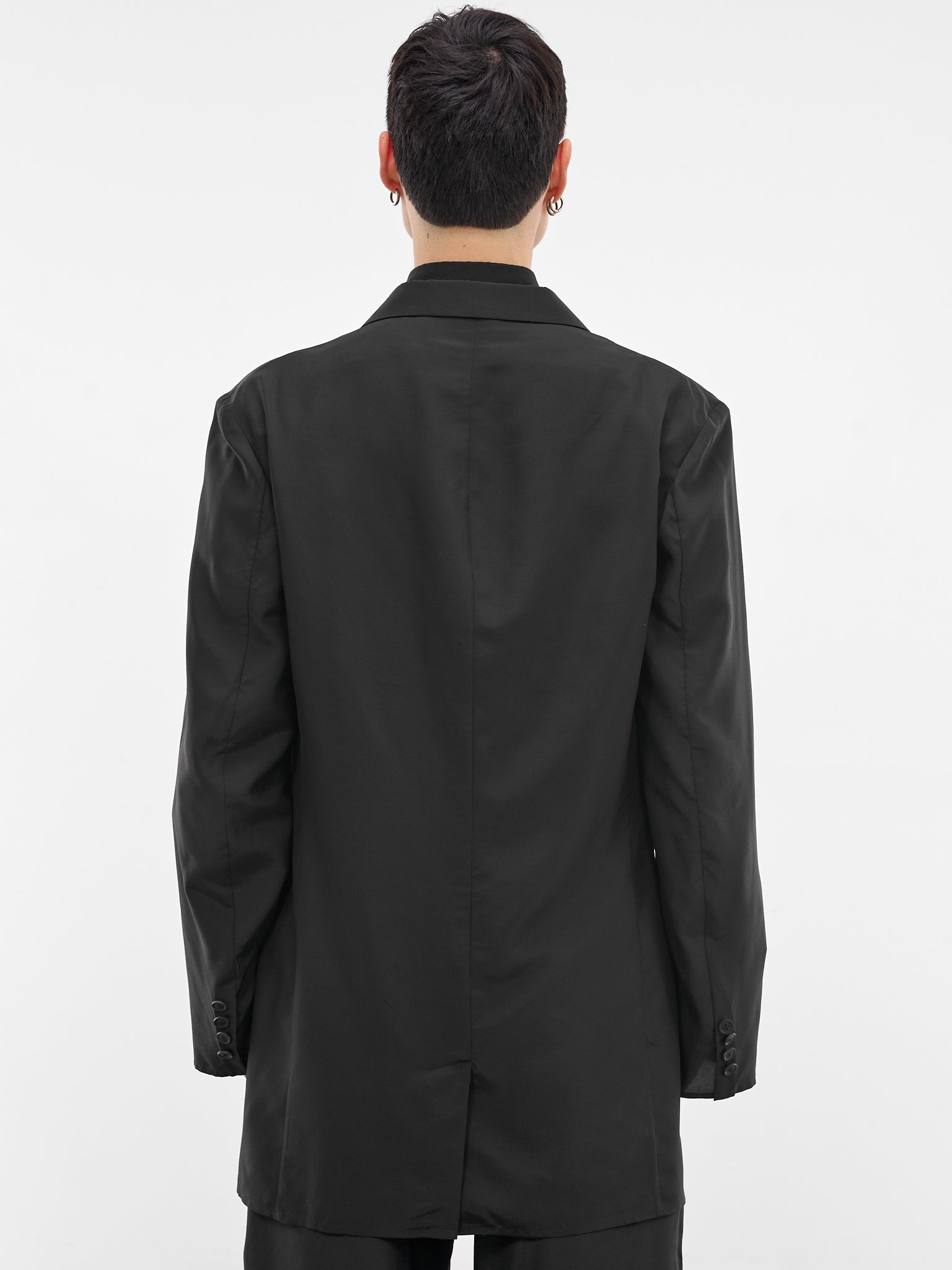 Black Silk Relaxed Blazer (HK-J22-444-1-BLACK)