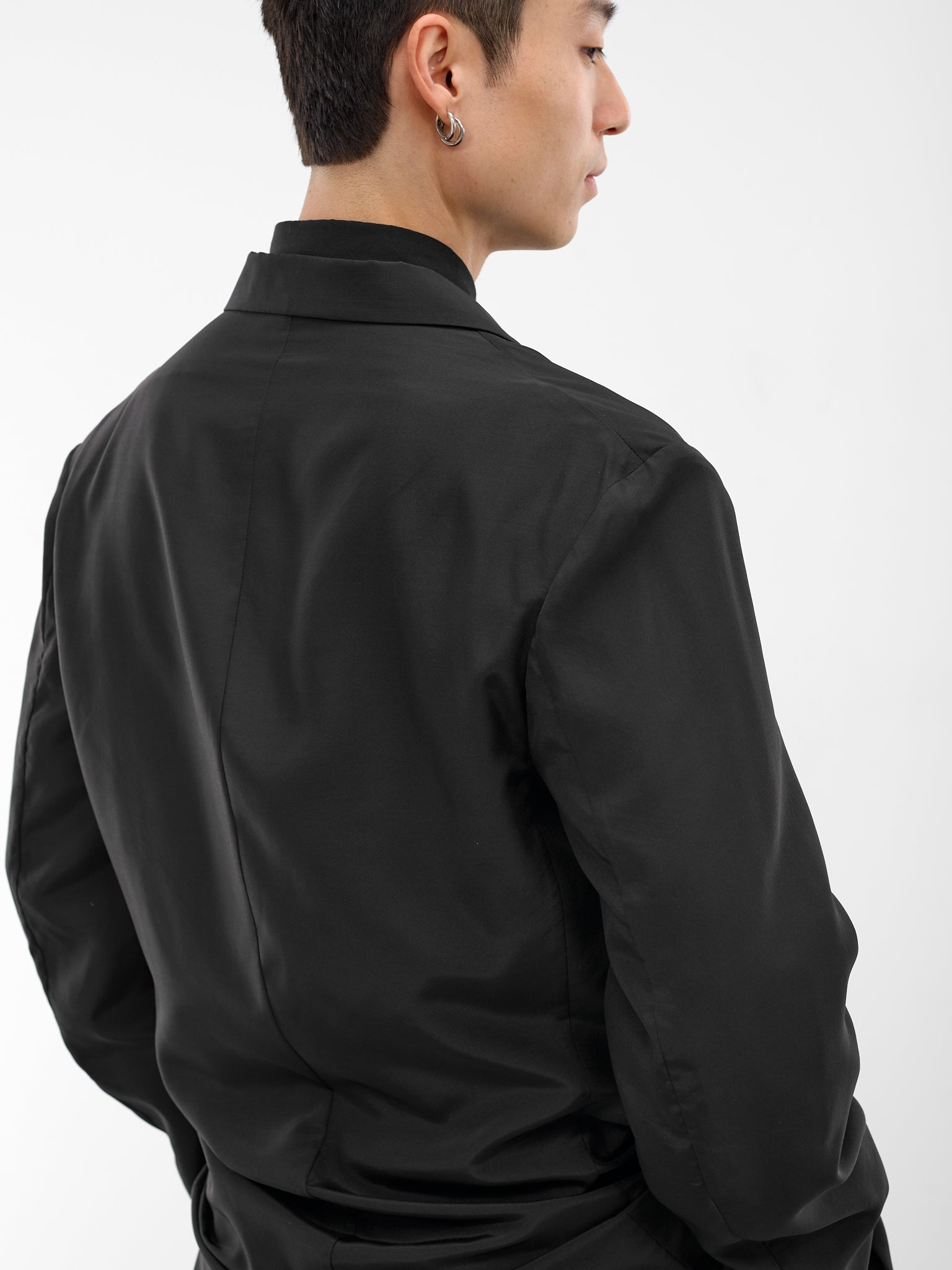 Black Silk Relaxed Blazer (HK-J22-444-1-BLACK)