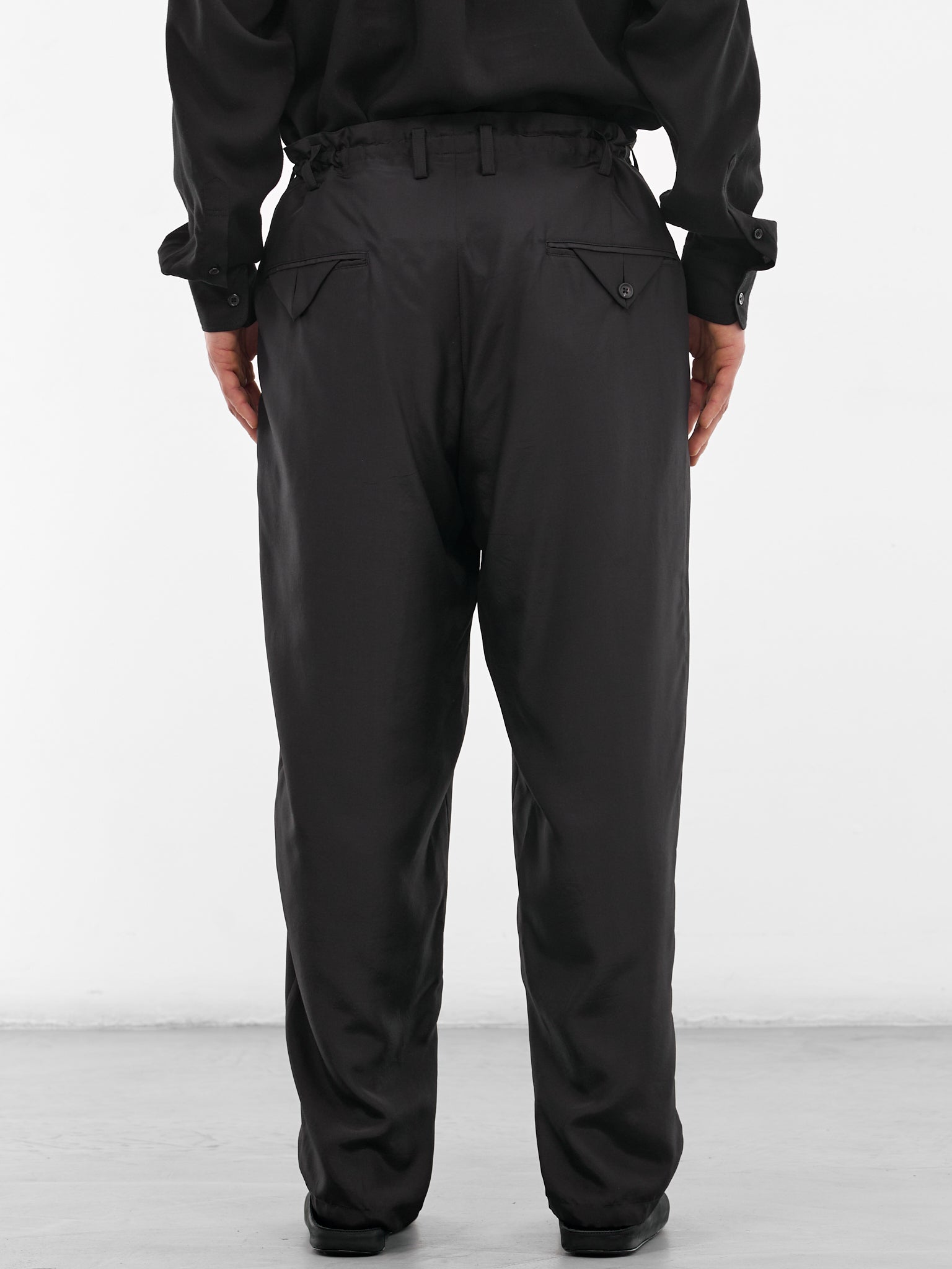 Black Silk Tapered Trousers (HK-P26-444-1-BLACK)