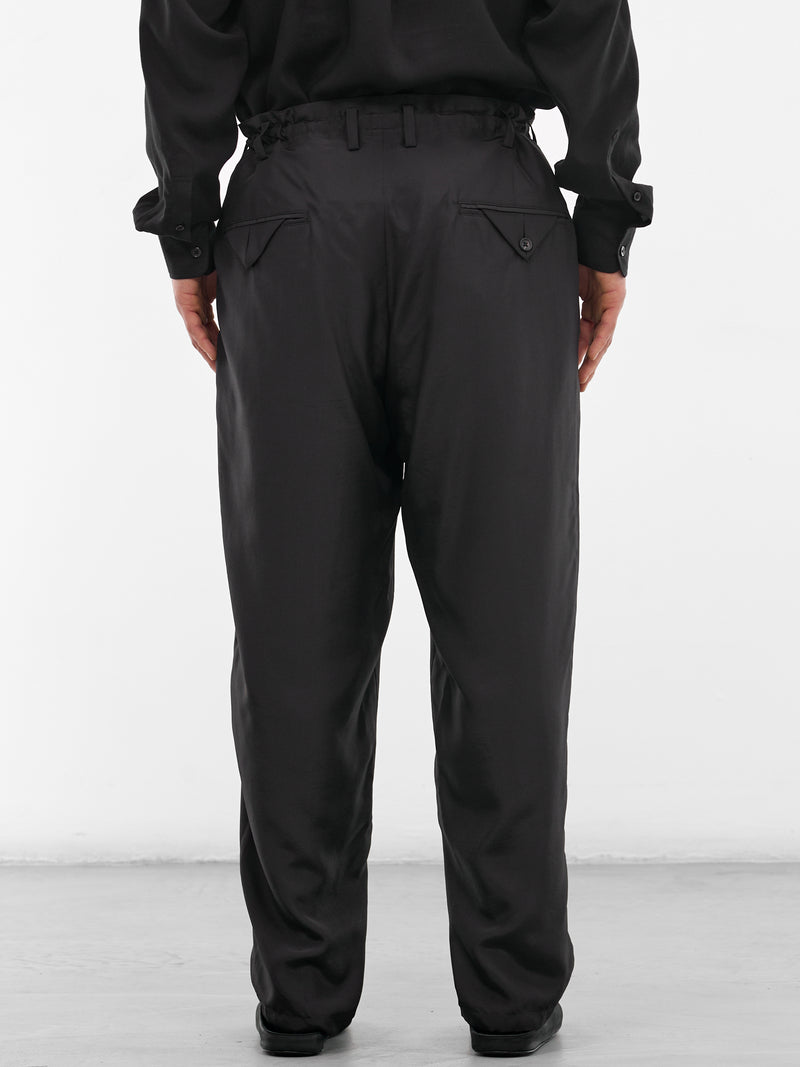 Black Silk Tapered Trousers (HK-P26-444-1-BLACK)