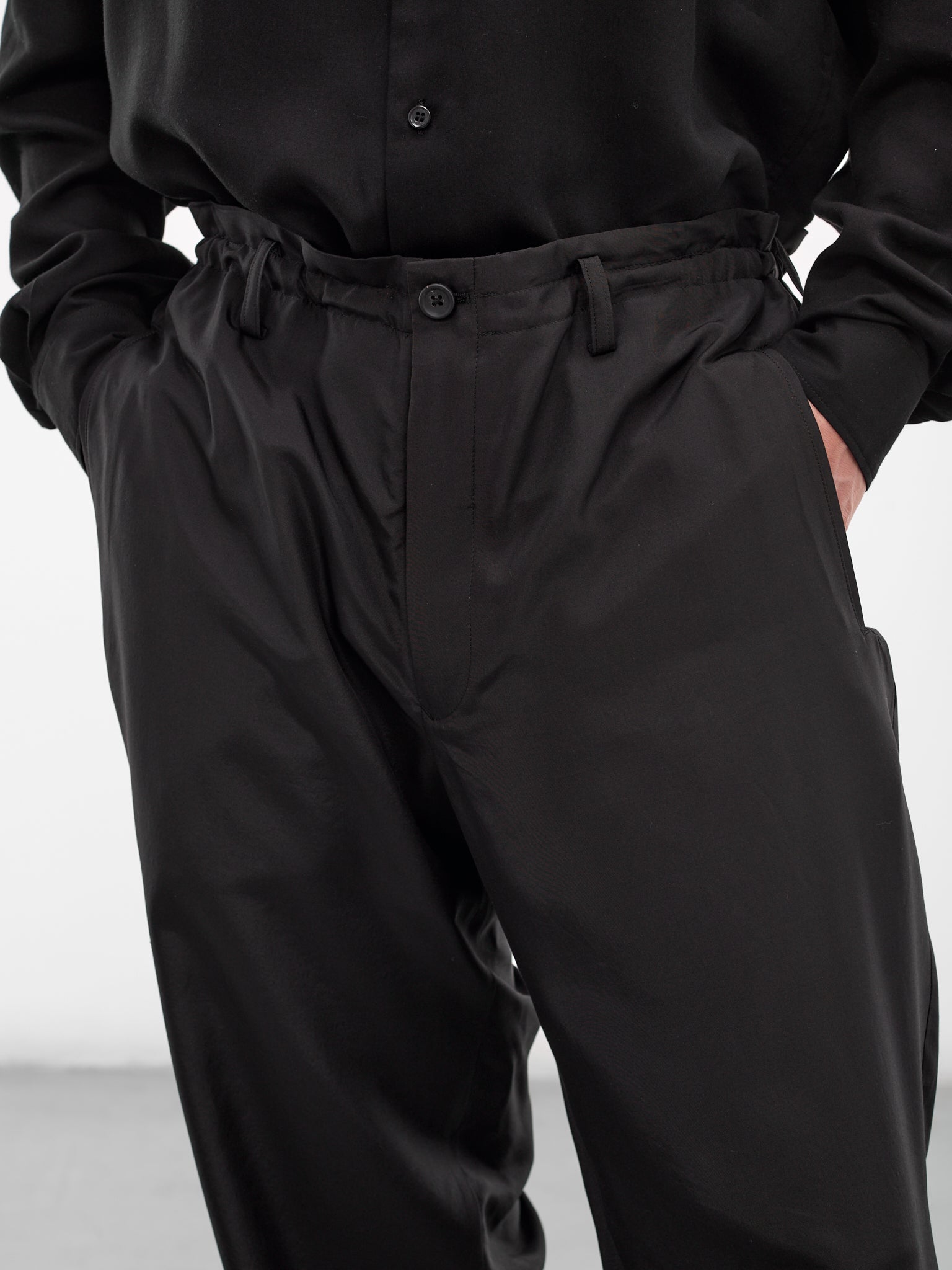 Black Silk Tapered Trousers (HK-P26-444-1-BLACK)