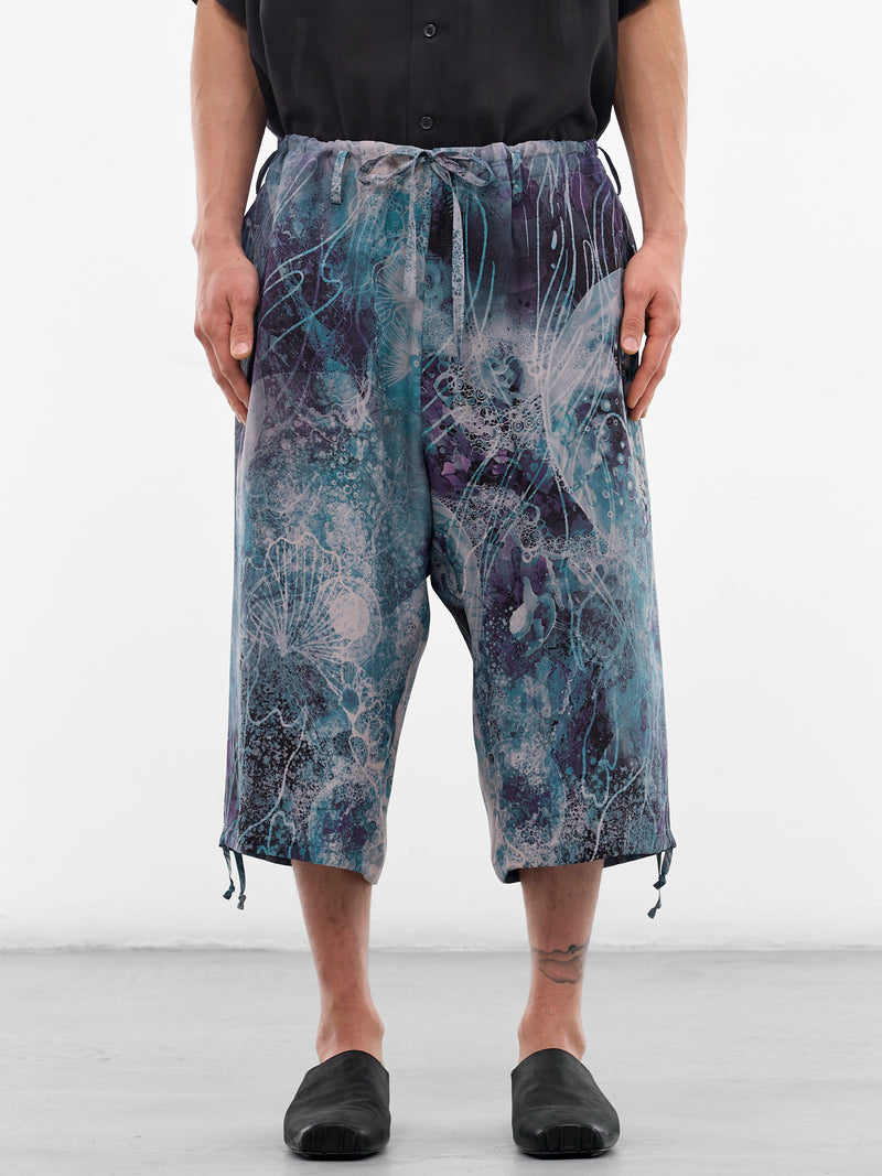 Abstract Print Cropped Wide Trousers (HK-P77-452-1-BLACK)