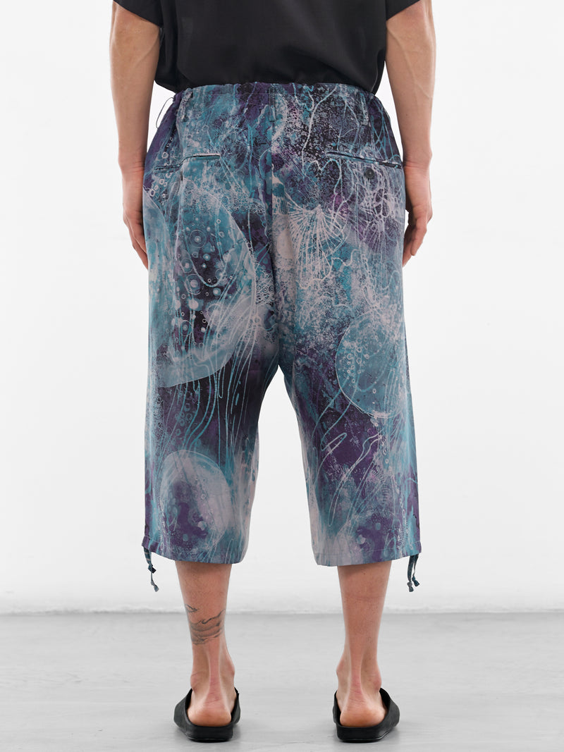 Abstract Print Cropped Wide Trousers (HK-P77-452-1-BLACK)