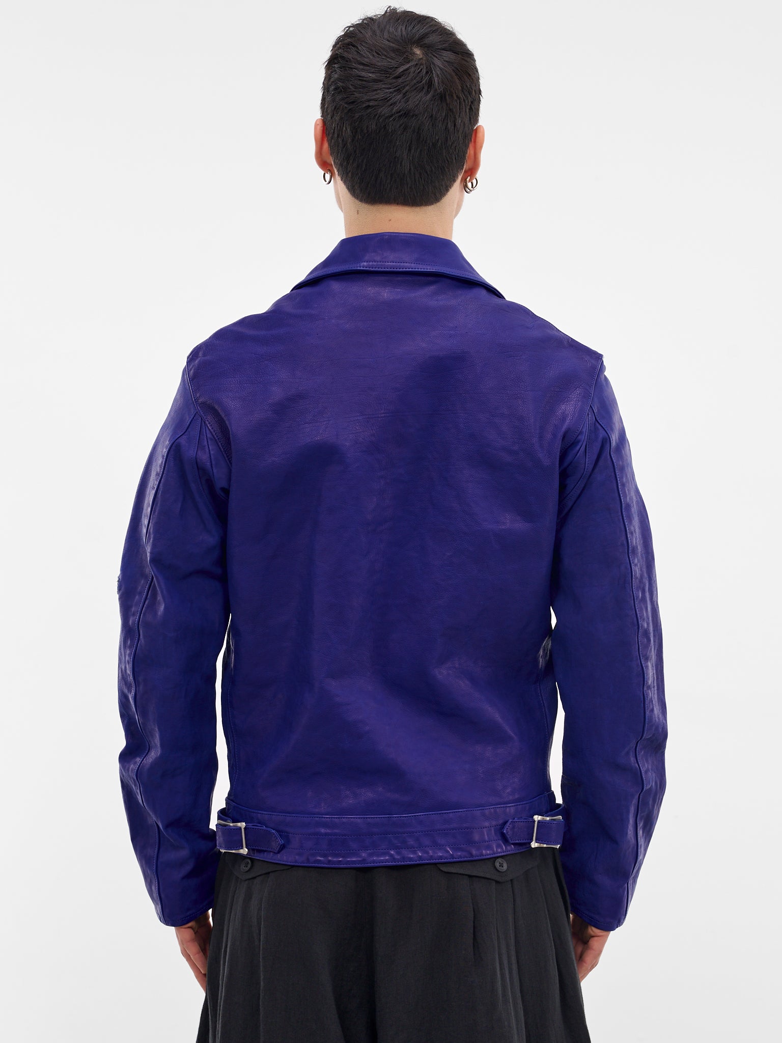 Blue Leather Double-Rider Jacket (HK-Y99-705-1-BLUE)