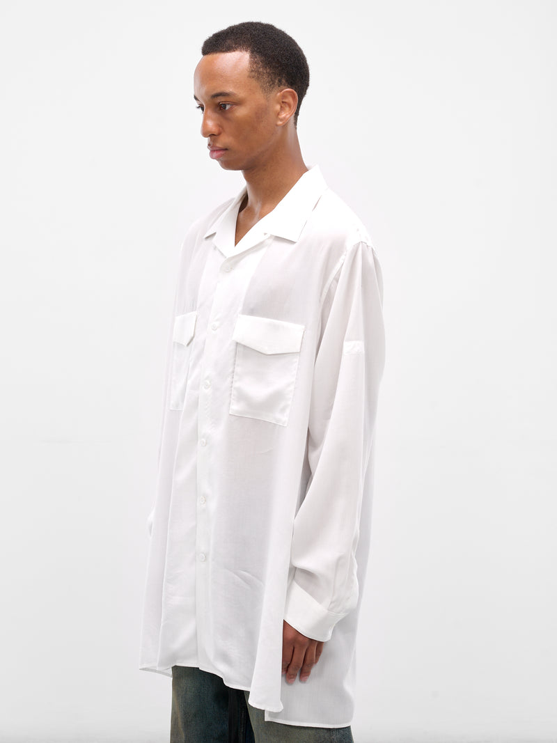 White Oversized Pocket Button-Up Shirt (HL-B91-250-1-WHITE)