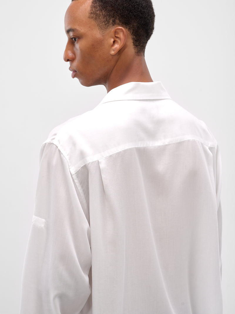 White Oversized Pocket Button-Up Shirt (HL-B91-250-1-WHITE)