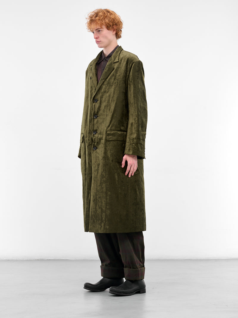 Khaki Crushed Velvet Tailored Coat (HL-J11-022-1-KHAKI)