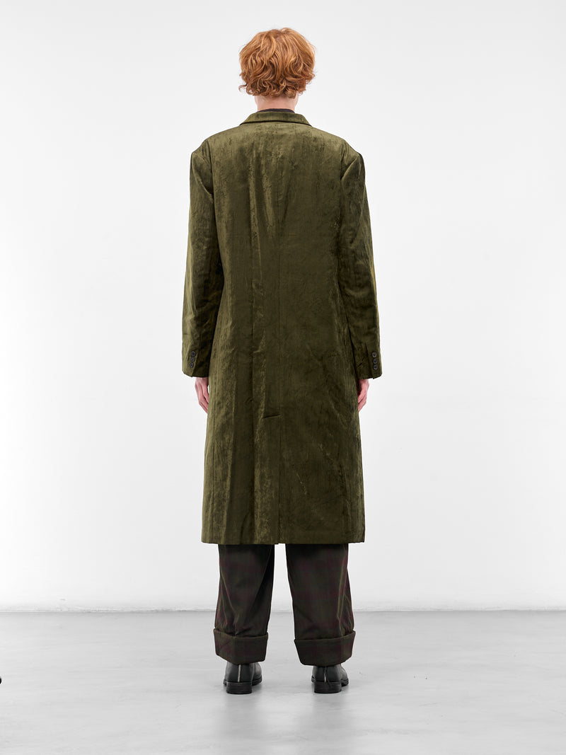 Khaki Crushed Velvet Tailored Coat (HL-J11-022-1-KHAKI)