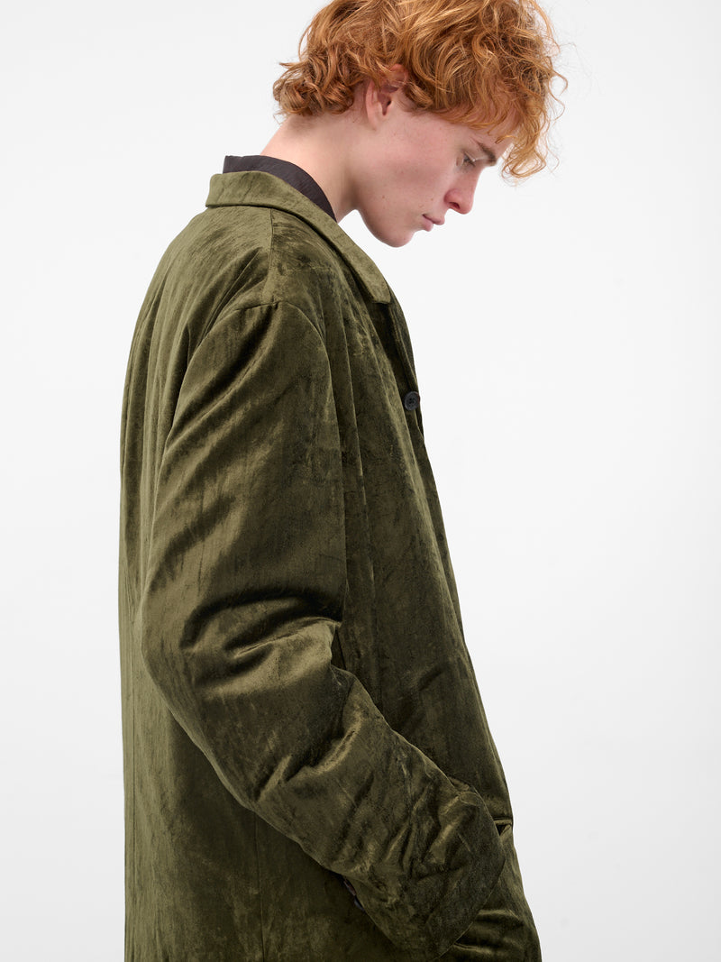 Khaki Crushed Velvet Tailored Coat (HL-J11-022-1-KHAKI)