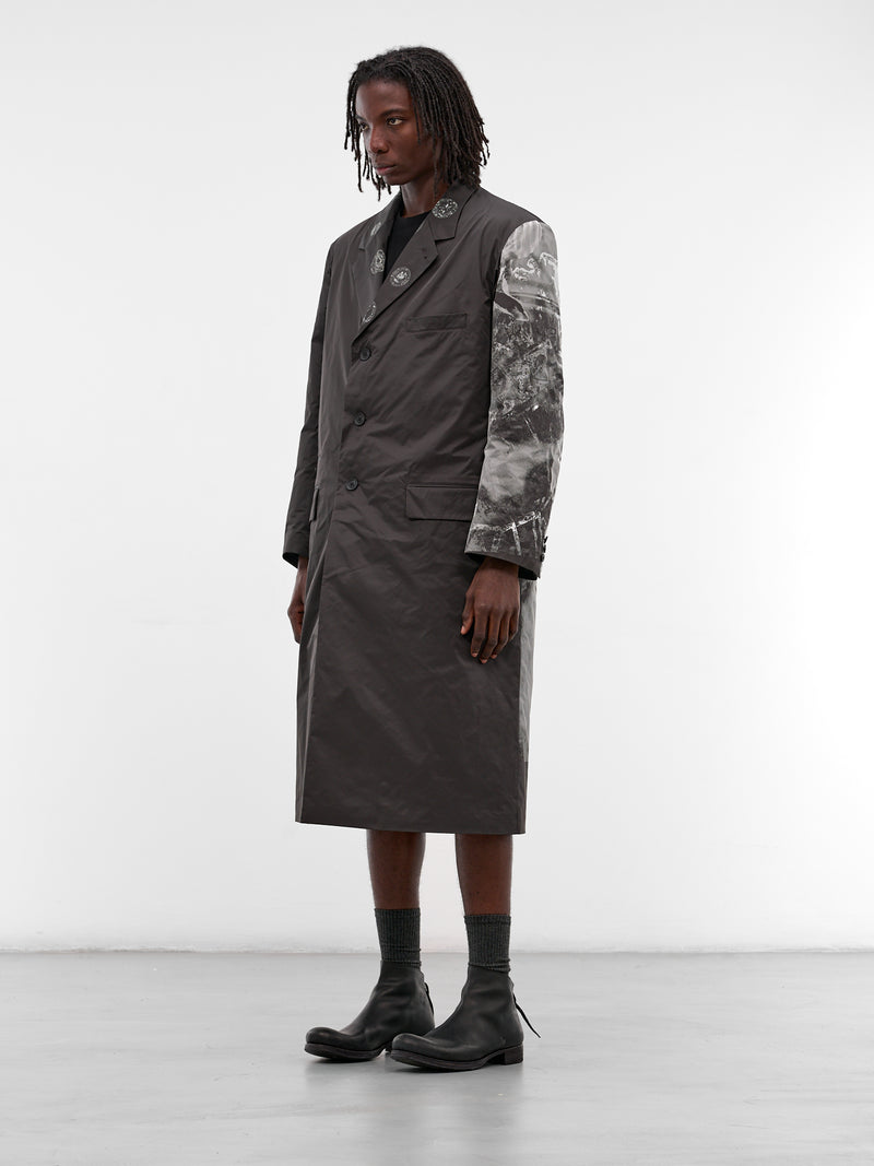 Black Reversible Graphic Padded Coat (HL-J44-831-BLACK)