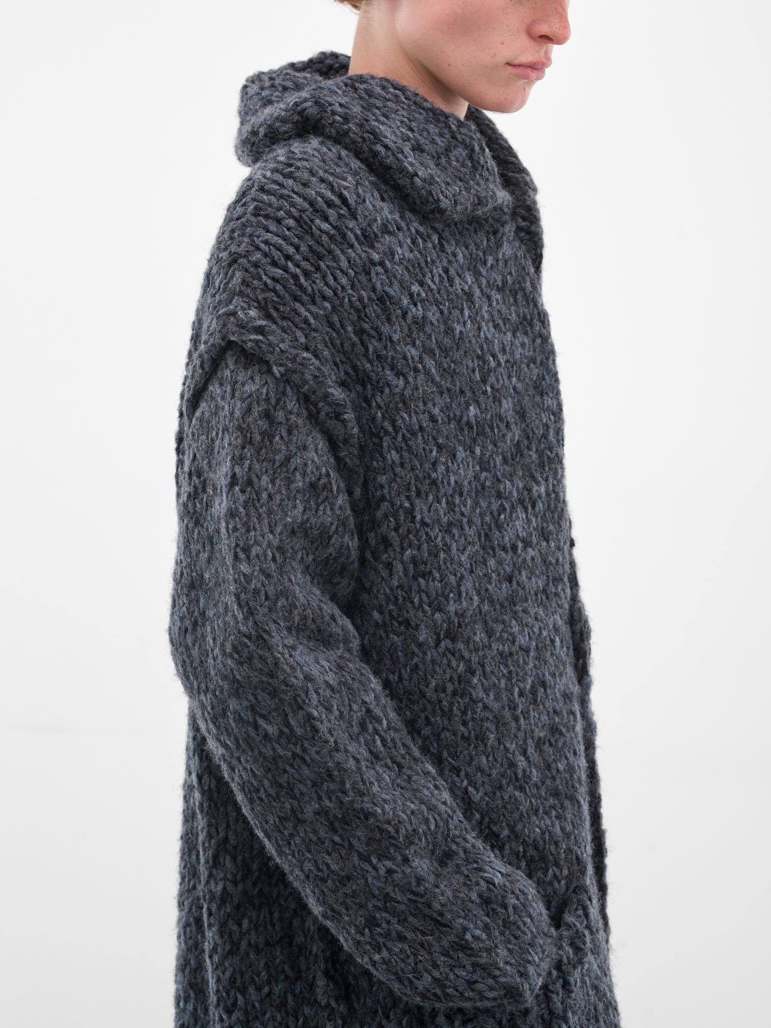 Blue Knit Oversized Long Cardigan (HL-K91-981-BLUE)